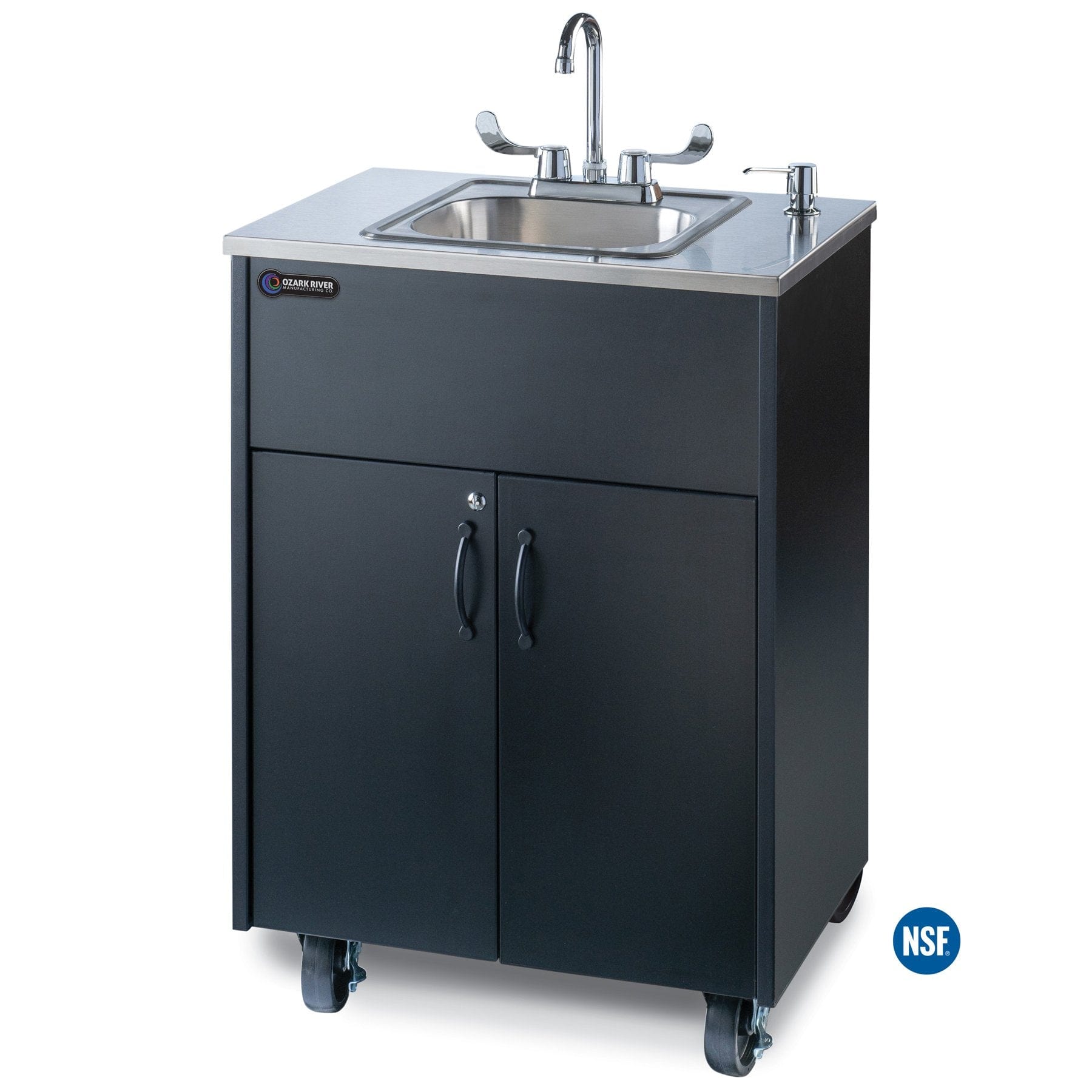 Ozark River Premier Portable Hot Water Sink 38 Inch Black with Stainless Steel Top and Basin - Perfect for Camping, RV Trips, and Outdoor Adventures