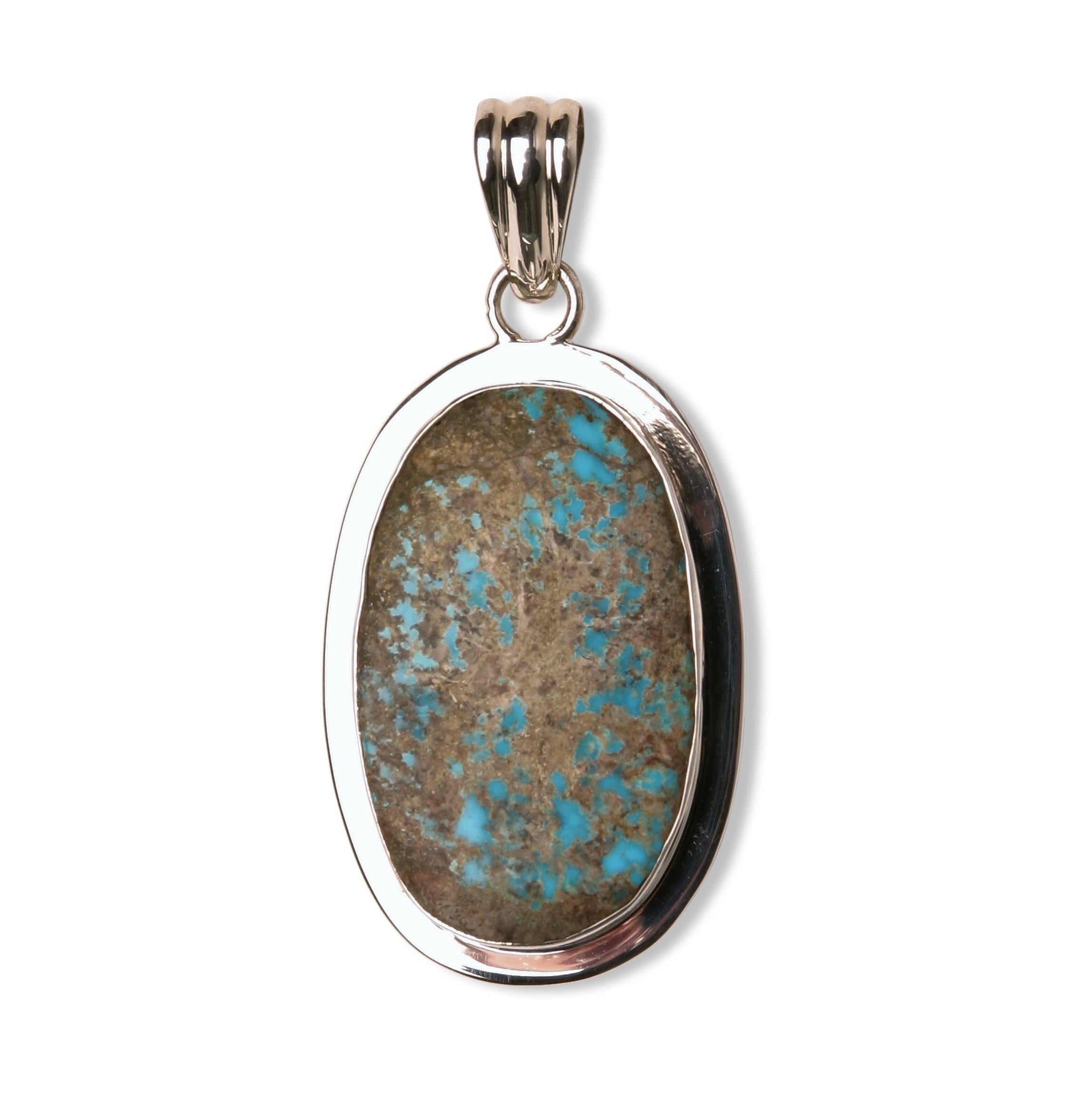 Natural Turquoise Matrix Oval Pendant Necklace - Handcrafted Silver Jewelry for Women - Perfect for Boho Chic, Western & Everyday Fashion
