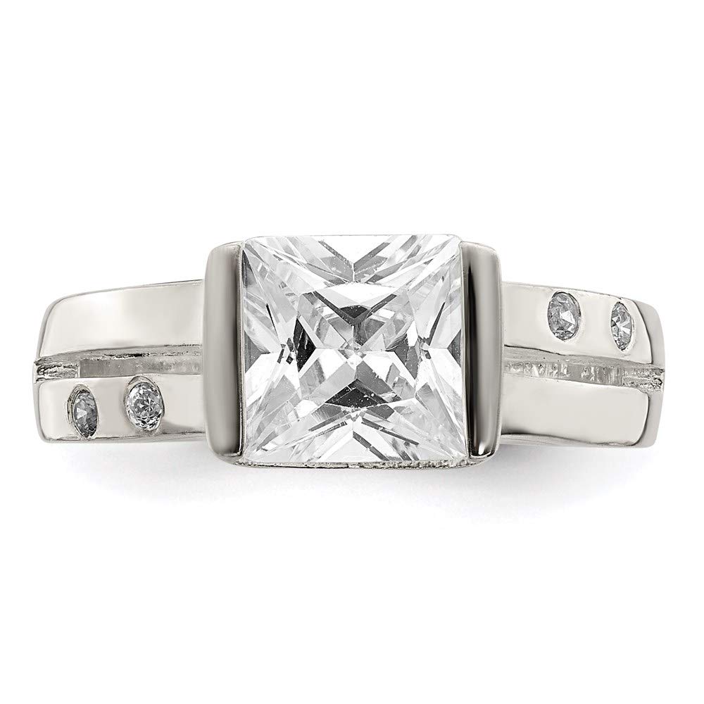 925 Sterling Silver Square Cubic Zirconia Ring for Women - Elegant Fine Jewelry Gift for Her - Perfect for Anniversaries, Birthdays & Special Occasions