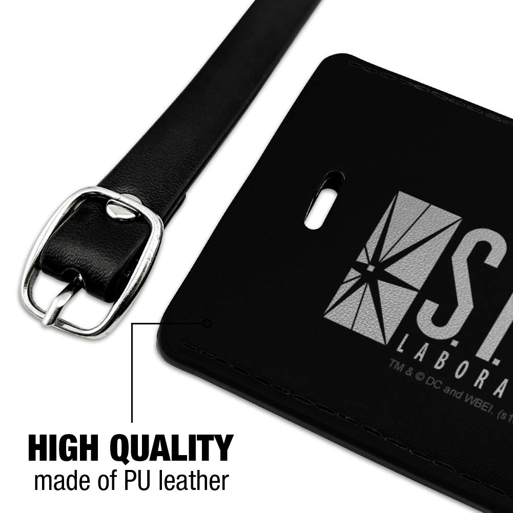 The Flash TV Series Star Labs Logo Leather Luggage Tag - Rectangle ID Card Holder for Travel, Cosplay & Superhero Fans - Perfect for Suitcases, Backpacks & Gift Giving
