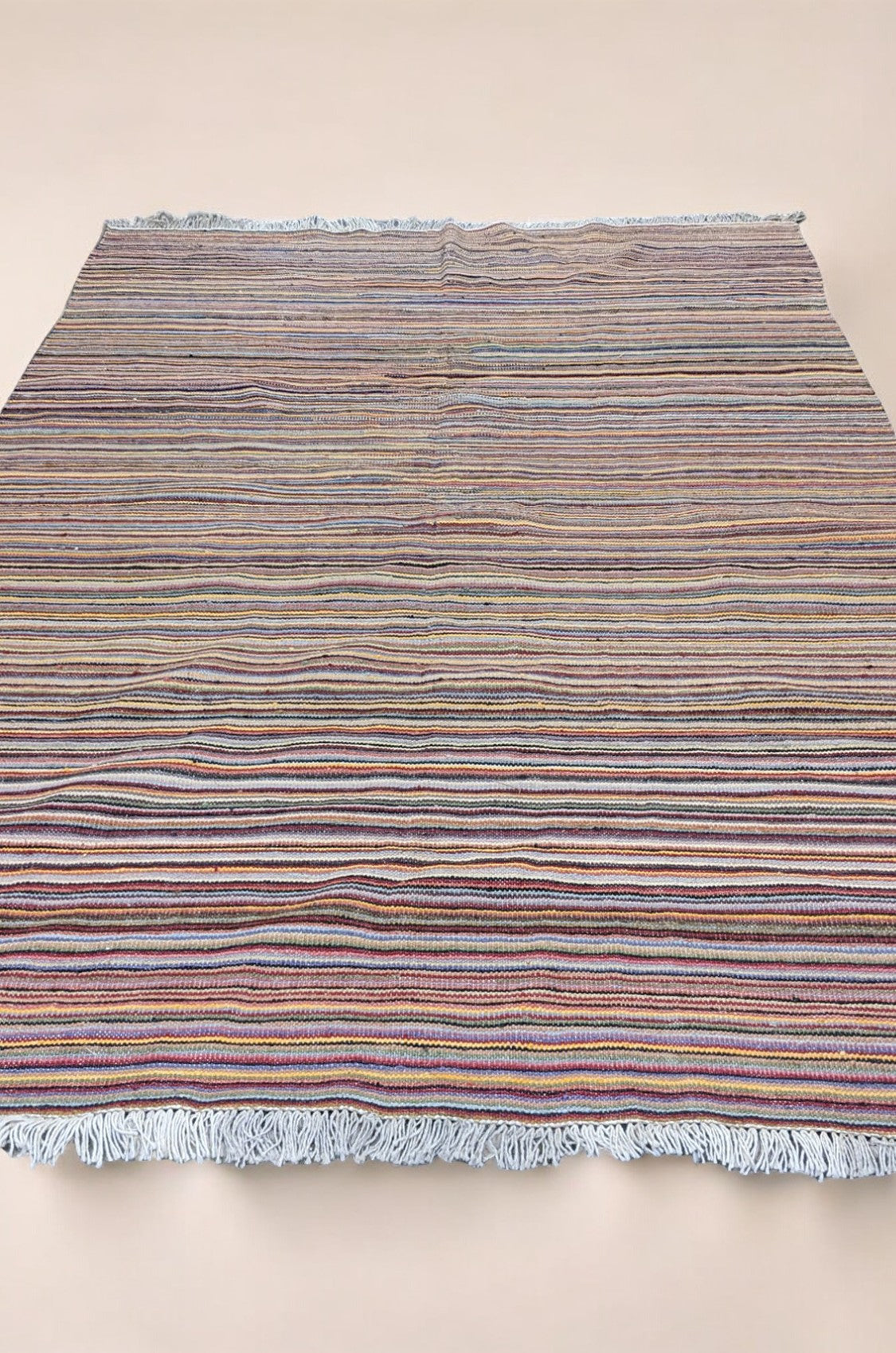 Modern Geometric Flatweave Wool Rug 8.2' x 5.1' - Handmade Boho Chic Area Rug for Living Room, Bedroom & Nursery - Soft & Durable Natural Fiber Carpet for Home Decor