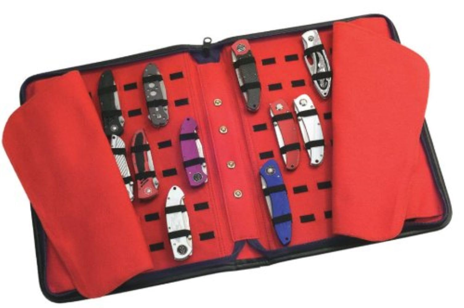UNITED CUTLERY Large Pocket Knife Storage Case - Faux Leather Knife Organizer with Felt Lining, 40-Knife Capacity, Elastic Straps & Secure Zipper Closure | Perfect for Collectors, Camping, Hunting & Outdoor Knife Protection