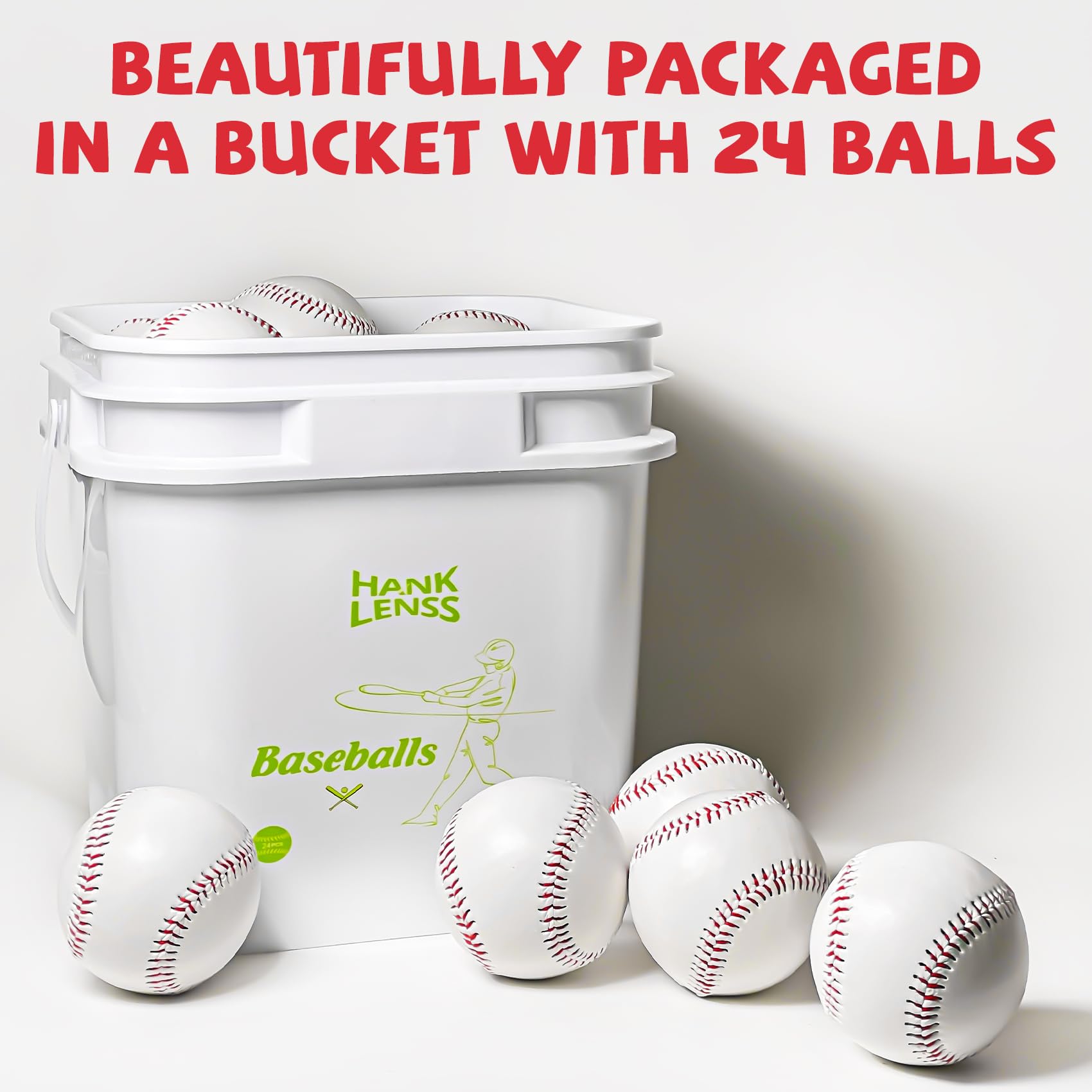 Premium Leather-Covered Baseballs - 12/24 Pack Standard Size Training Balls for Pitching, Hitting & Fielding Practice - Unmarked Adult & Youth Baseballs - Perfect for Backyard Drills, Batting Cages & Team Training Sessions