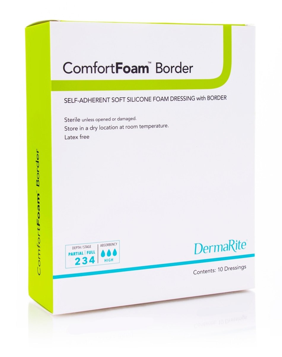 Premium ComfortFoam Border Silicone Adhesive Wound Dressing - Soft, Breathable & Waterproof for Post-Surgery Care, Chronic Wounds & Skin Protection - Medical Grade Silicone Foam Bandage for Sensitive Skin