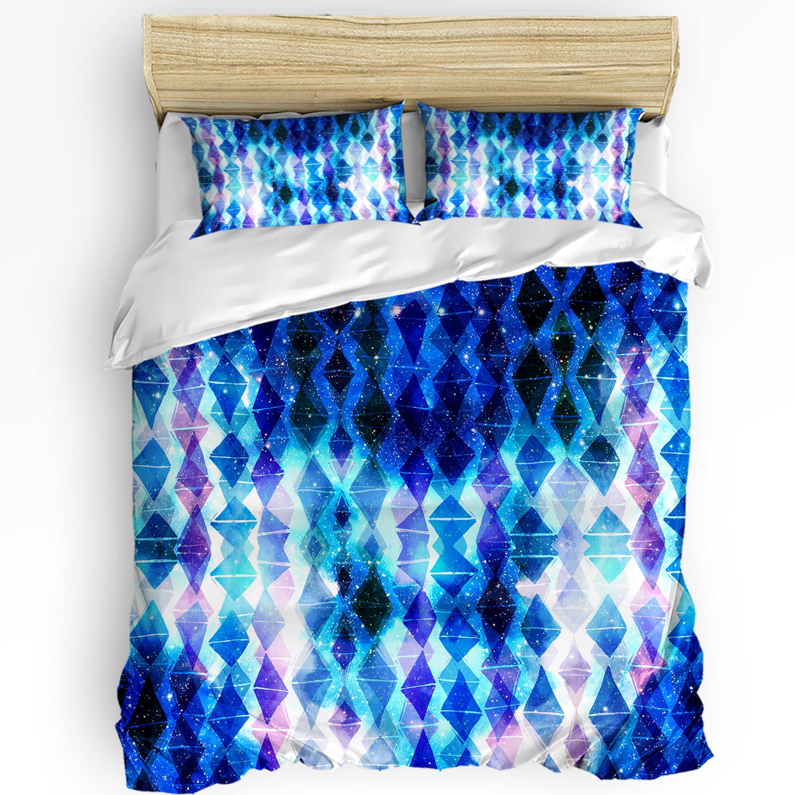 Ombre Rhombus 3-Piece Duvet Cover Set - Soft Geometric Luxury Bedding with Pillowcases, Washable Full Size Comforter Cover | Perfect for Modern Bedrooms, Guest Rooms & Cozy Home Decor