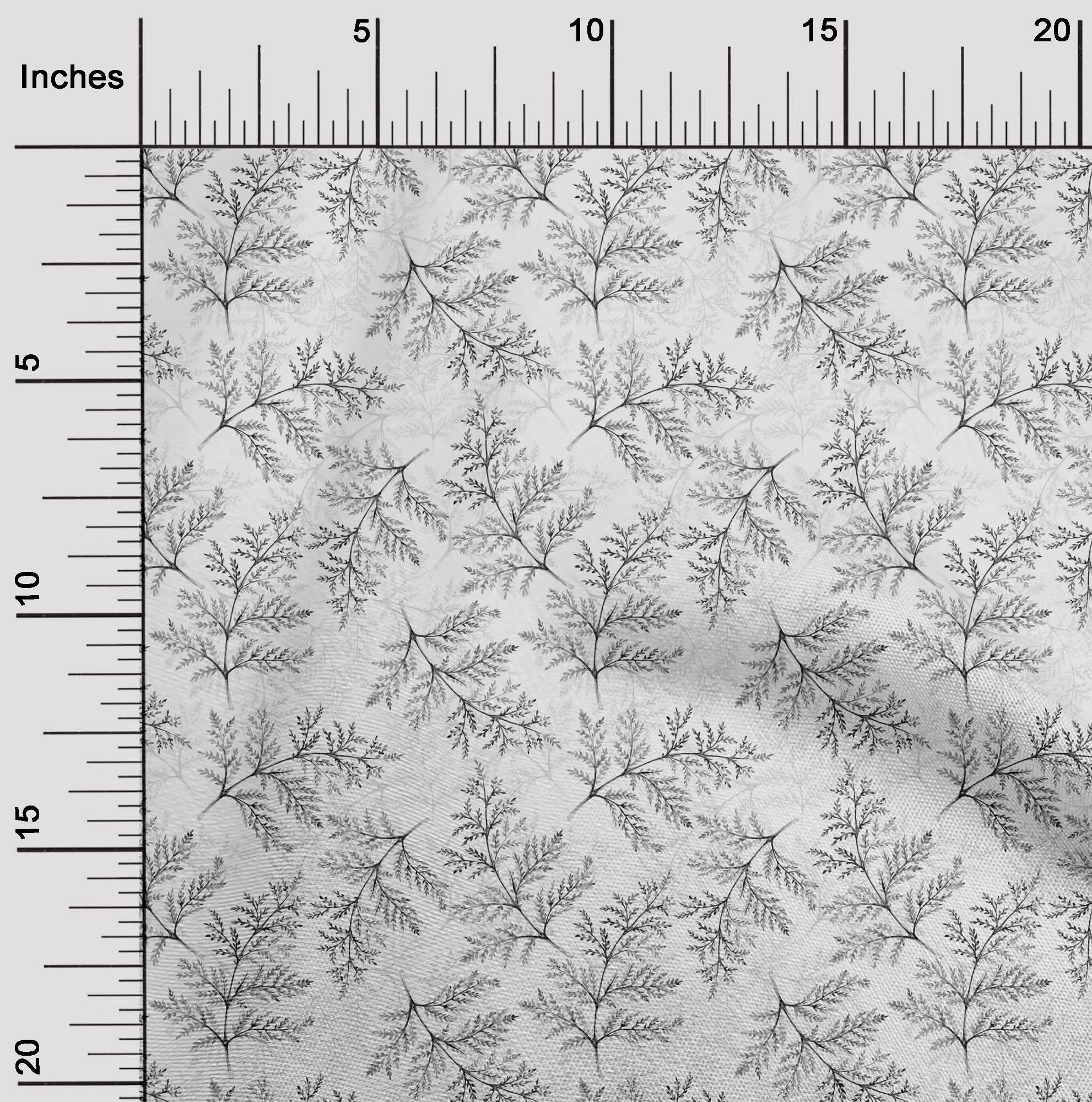 oneOone Polyester Spandex Gray Leaf Print Fabric - 56 Inch Wide Craft Material for Sewing, DIY Projects & Home Decor | Perfect for Curtains, Pillows & Quilting