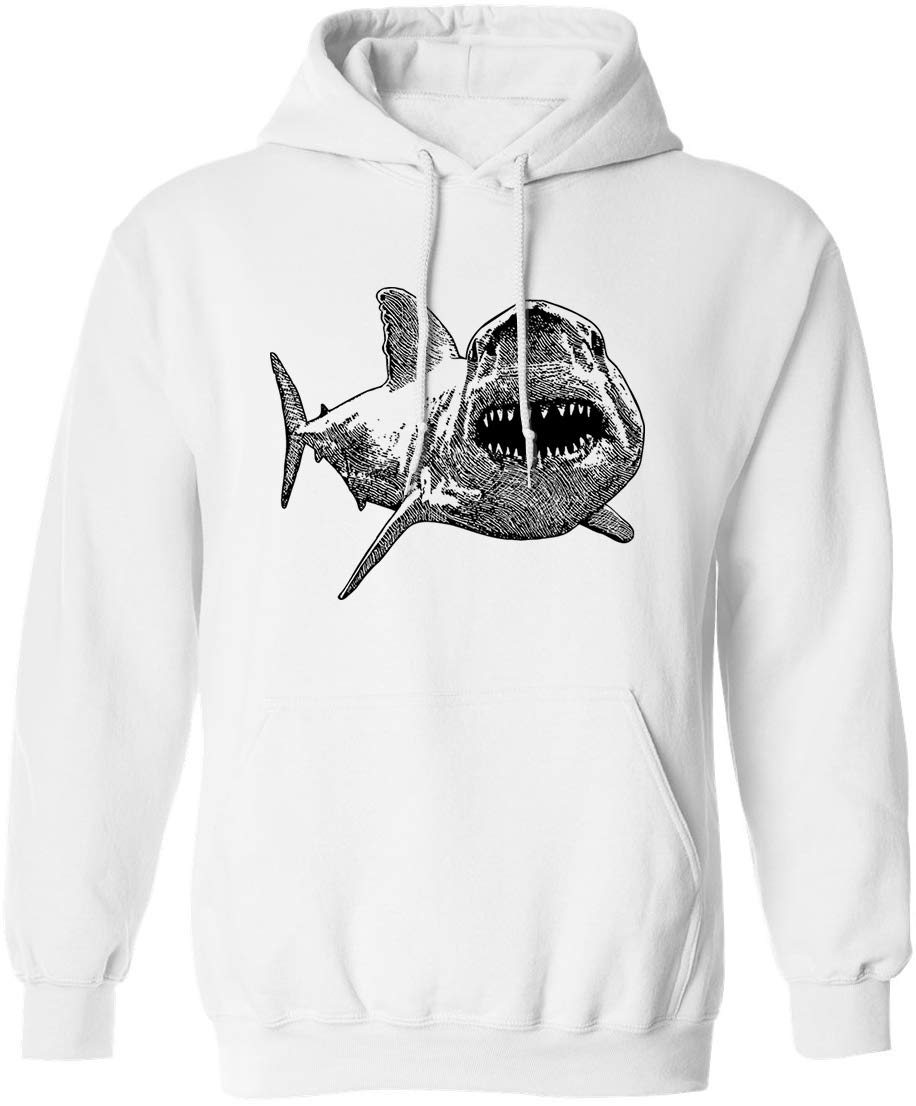 New York Fashion Police Great White Shark Hoodie - Shark Teeth Attack Jaw Graphic Sweatshirt for Men & Women | Streetwear, Casual Outfit, Halloween Costume