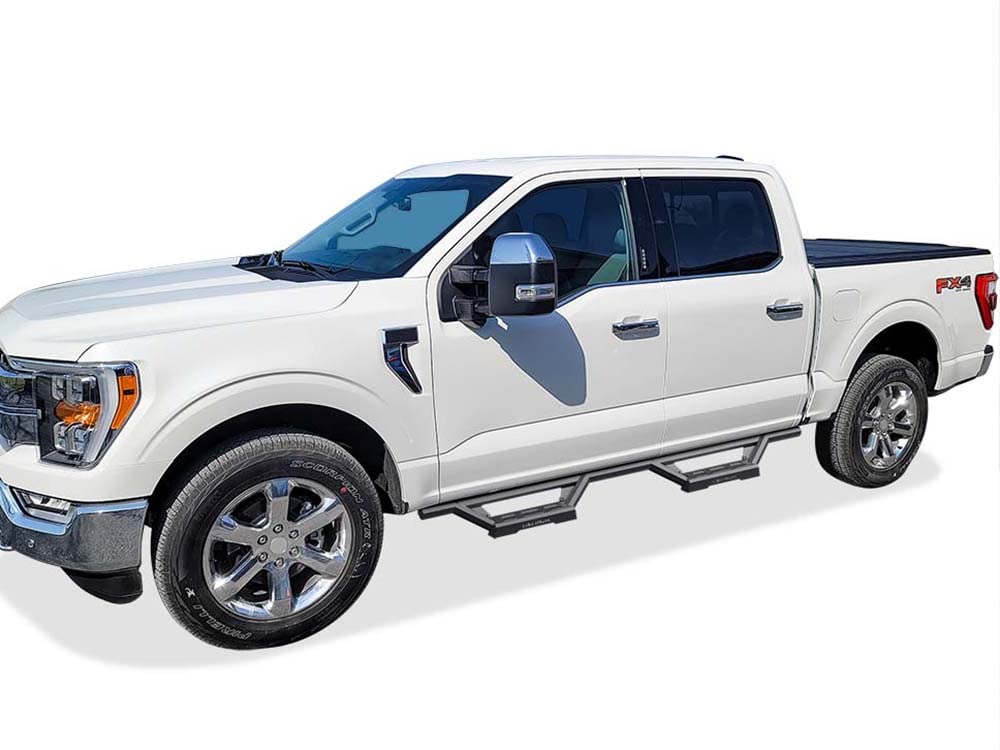 APS Stainless Steel Drop Steps Running Boards for Ford F-150 2015-2025 & F-250/350 2017-2025 - Anti-Slip Nerf Bars with 500lbs Capacity - 5-Year Warranty - Perfect for Off-Roading, Truck Access & Heavy Duty Use
