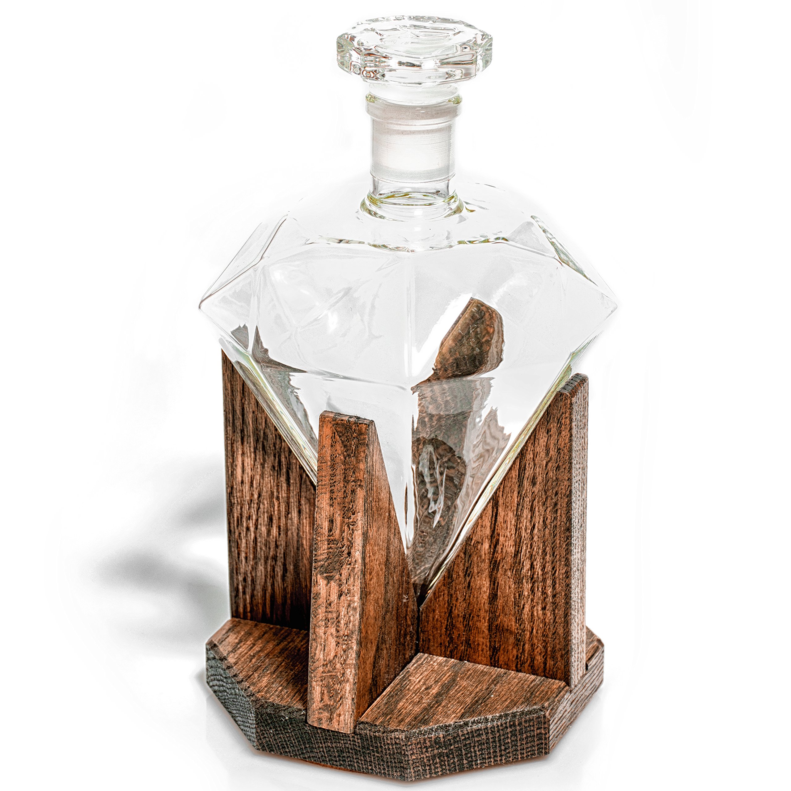 Premium Whiskey Decanter Set - Elegant Diamond-Cut Glass Decanter for Bourbon, Scotch, Rum & Wine - 1000ml Luxury Liquor Carafe with Stopper - Perfect 10 Year Anniversary Gift, Newlywed Present & Groomsmen Gift Idea - Great for Home Bars, Dinner Parties & Special Occasions