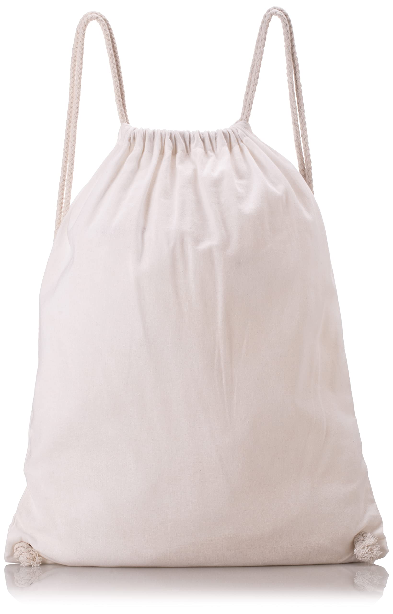 Durable 100% Cotton Drawstring Backpack for Art & Craft Supplies | Reusable White Canvas Bag for School, Gym & Travel | Eco-Friendly Storage Solution
