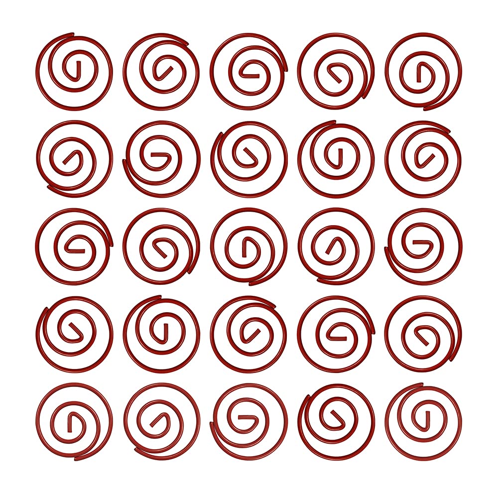 JAM PAPER Circular Paper Clips - Round Paperclips for Office & School Supplies - Red - 50/Pack - Perfect for Organizing Documents, Photos & Craft Projects