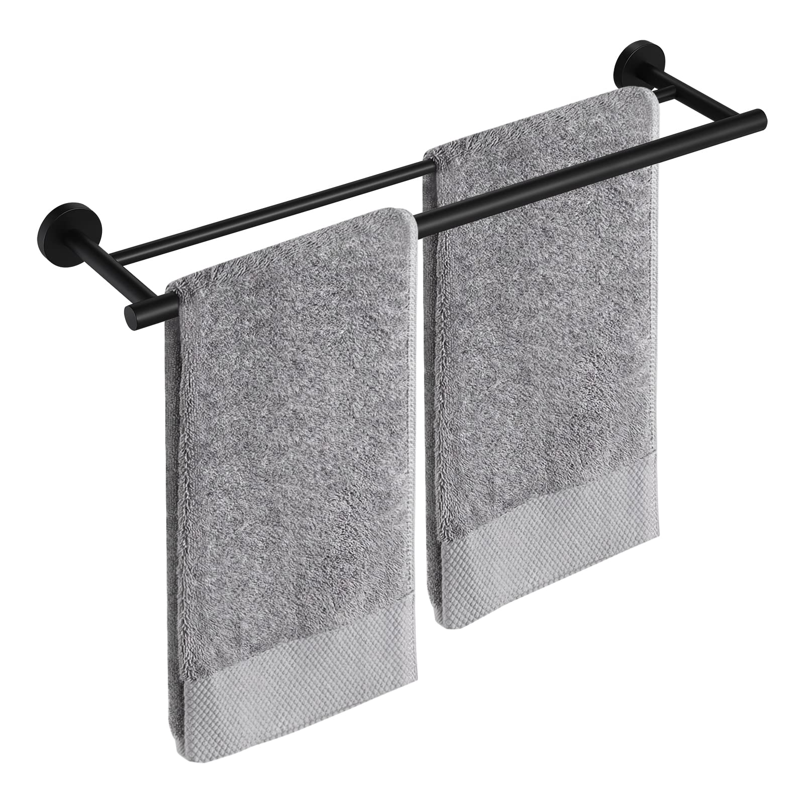 KES 23.6-Inch Black Double Towel Bar - SUS 304 Stainless Steel Wall Mounted Towel Holder for Bathroom & Shower - Matte Black Finish (A2001S60-BK) - Perfect for Spa, Guest Bathrooms & Luxury Home Decor