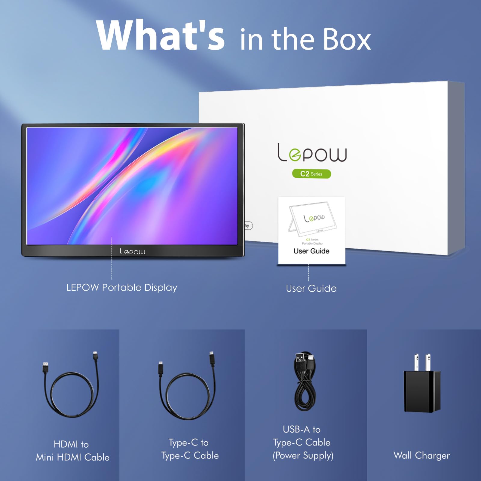 Lepow 15.6 Inch Portable Monitor - 2024 C2 Series FHD 1080P IPS Screen with USB-C & HDMI, Dual Speakers, Foldable Kickstand for Laptop, PC, PS4, Xbox, Phone - Midnight Black | Perfect for Work, Gaming & Travel