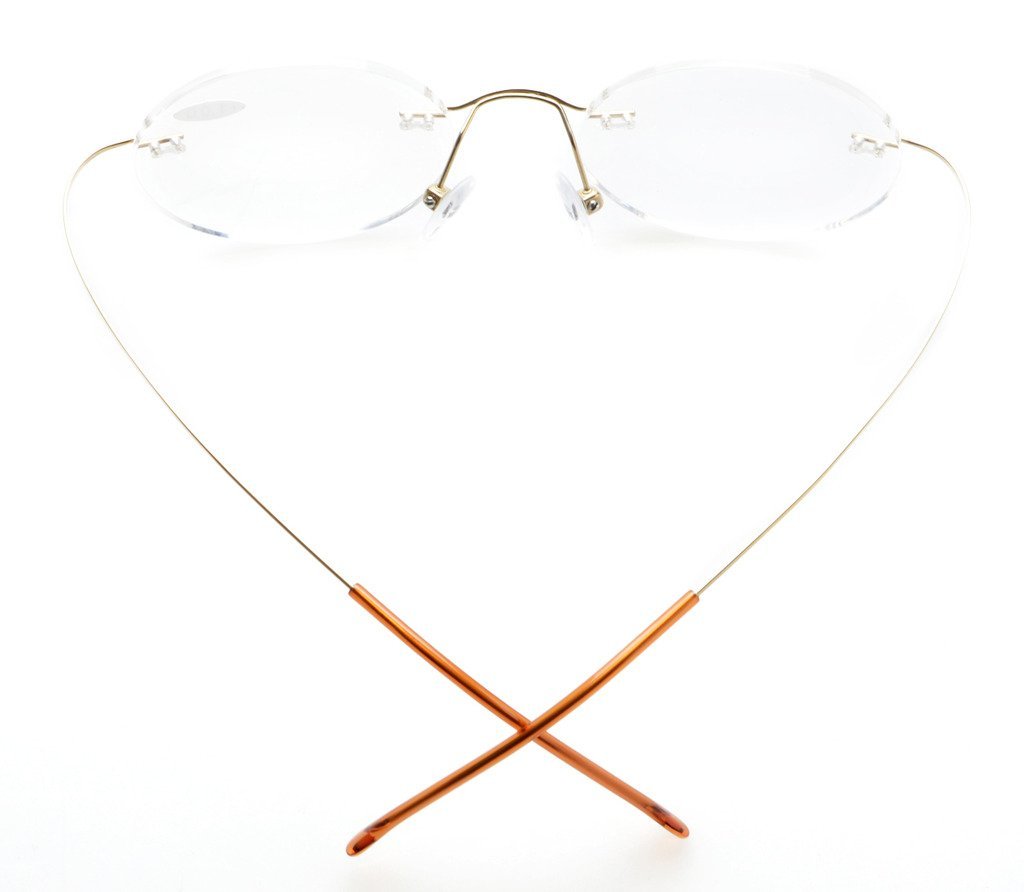 Titanium Rimless Round Reading Glasses for Men - Lightweight Circle Readers with Blue Light Blocking - Perfect for Office, Reading & Computer Use
