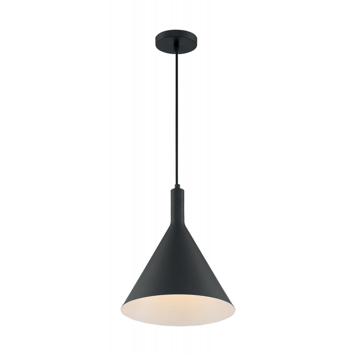 Nuvo 60 7128 12 Inch Black Metal Pendant Light Fixture - Modern Industrial Ceiling Lighting for Kitchen Island, Dining Room & Bedroom