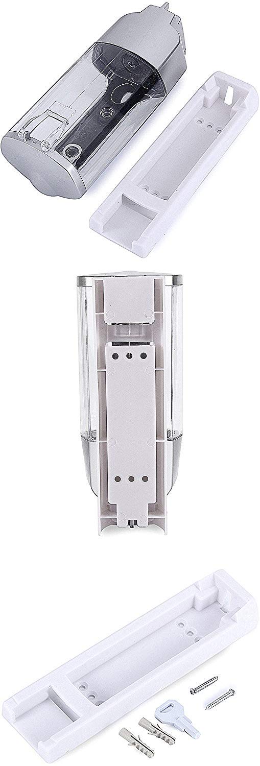 350ml Wall Mounted Manual Liquid Soap Dispenser for Bathroom - Shower Gel, Body Wash, Shampoo & Conditioner Dispenser with Lock (Silver) | Perfect for Home, Gym, Spa & Hotel Bathroom Organization