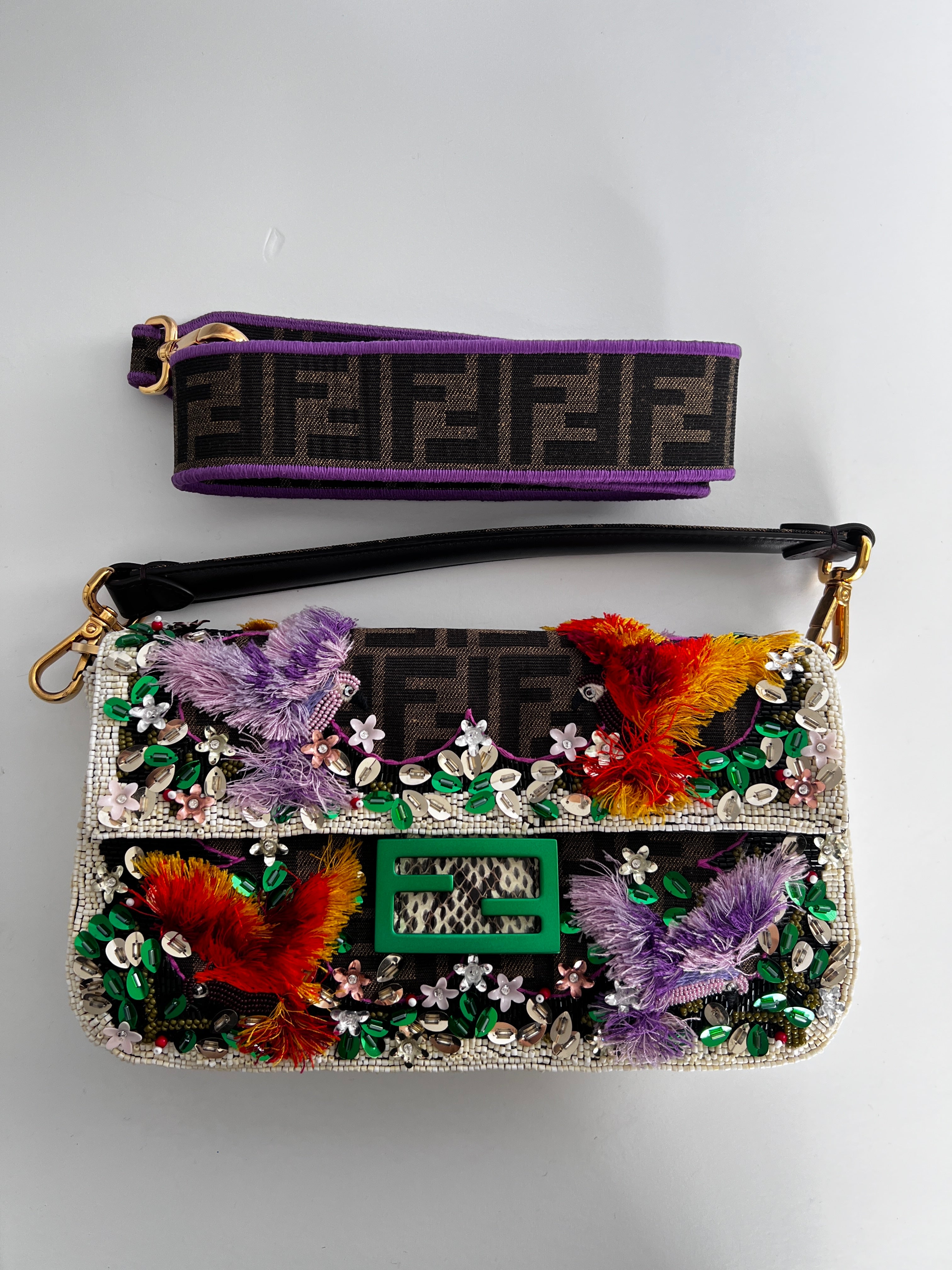 Fendi New Style Garden Embroidered Baguette Bag - Luxury Designer Handbag for Women | Perfect for Parties, Weddings & Everyday Use