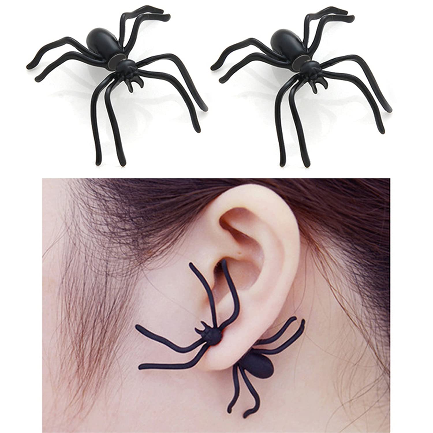 ANDPAI Scary Funny Spider Stud Earrings - Halloween Animal Puncture Dangle Drop Earrings for Women & Men - Perfect for Cosplay, Halloween Decorations, Party Favors & Gifts - Great for Costume Parties, Trick-or-Treating & Spooky Events