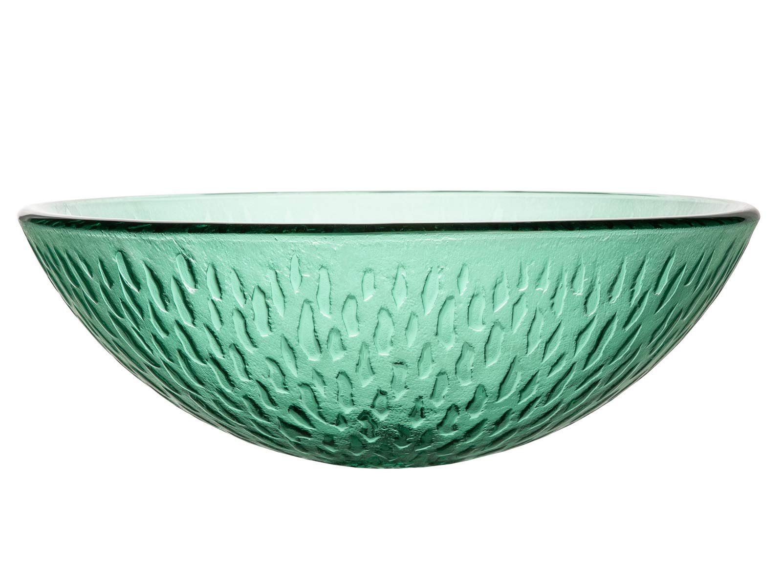 Round Glass Vessel Sink for Bathroom - Modern Green Drops Design, Above Counter Basin for Vanity, Perfect for Contemporary Home Decor & Spa Style Bathrooms