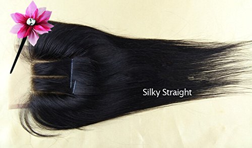 DaJun Hair 7A Grade 3-Part 4x4 Lace Closure with Premium Peruvian Remy Human Hair Weave Bundles - 4 Piece Set in Natural Straight & Natural Color | Perfect for Protective Styles, Sew-In Weaves & Everyday Wear