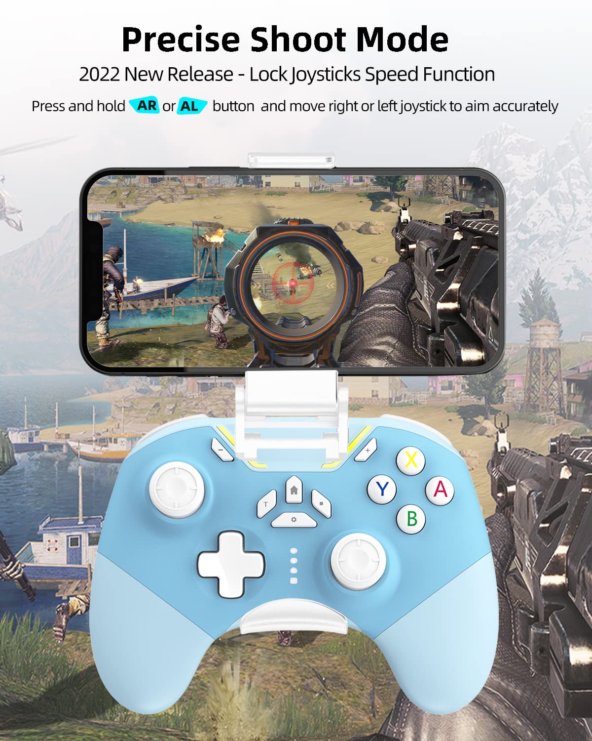 Premium Wireless Bluetooth Gaming Controller for iPhone & Android - Hall Effect Joystick, MFi Certified, Compatible with Apple Arcade, PC, Switch & Steam | Features Macro, Turbo Mode, 6-Axis Motion & Adjustable Vibration | Perfect for Mobile Gaming, Cloud Gaming & Esports Tournaments