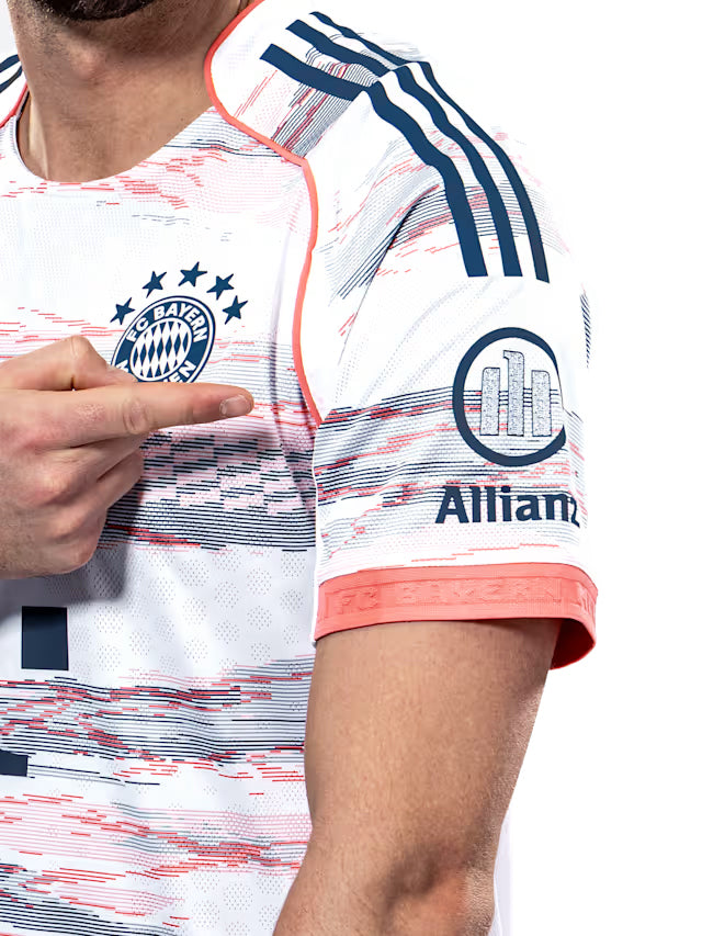 Adidas Kimmich Authentic Away Jersey 2025-2026 with Sponsor & Meister Bundesliga Patch - White/Red Soccer Shirt for Fans & Match Days