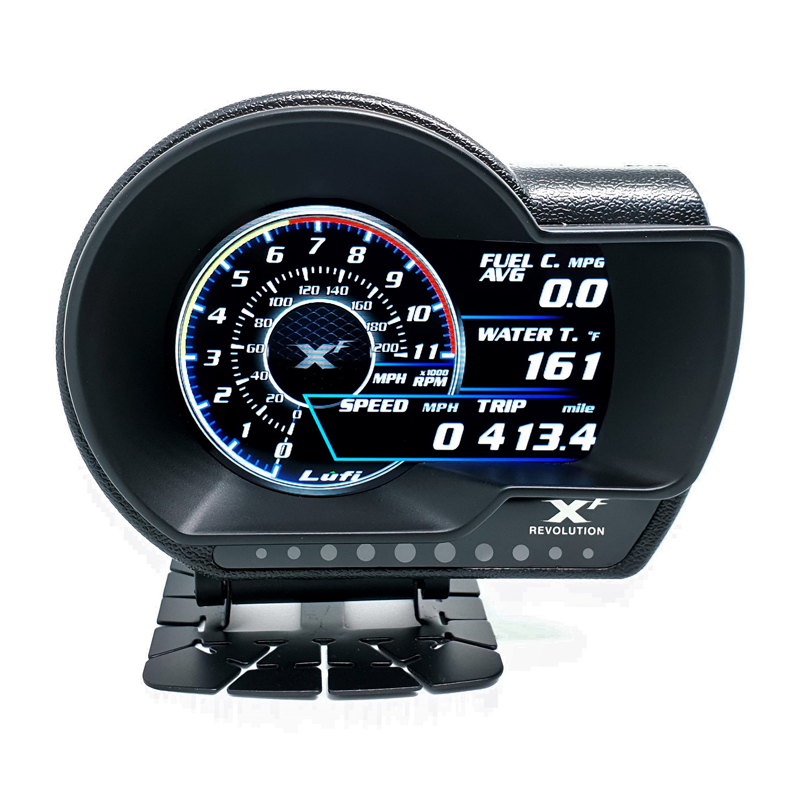 Lufi XF OBD2 Gauge Display - Multi-Function Car Data Monitor with Head Up Display - Fast Response & Highly Customizable - Compatible with Most Vehicles 2007+ (Excludes Boost/Transmission/Oil Temp/Pressure) - Perfect for Performance Tuning, Real-Time Monitoring & Driving Safety