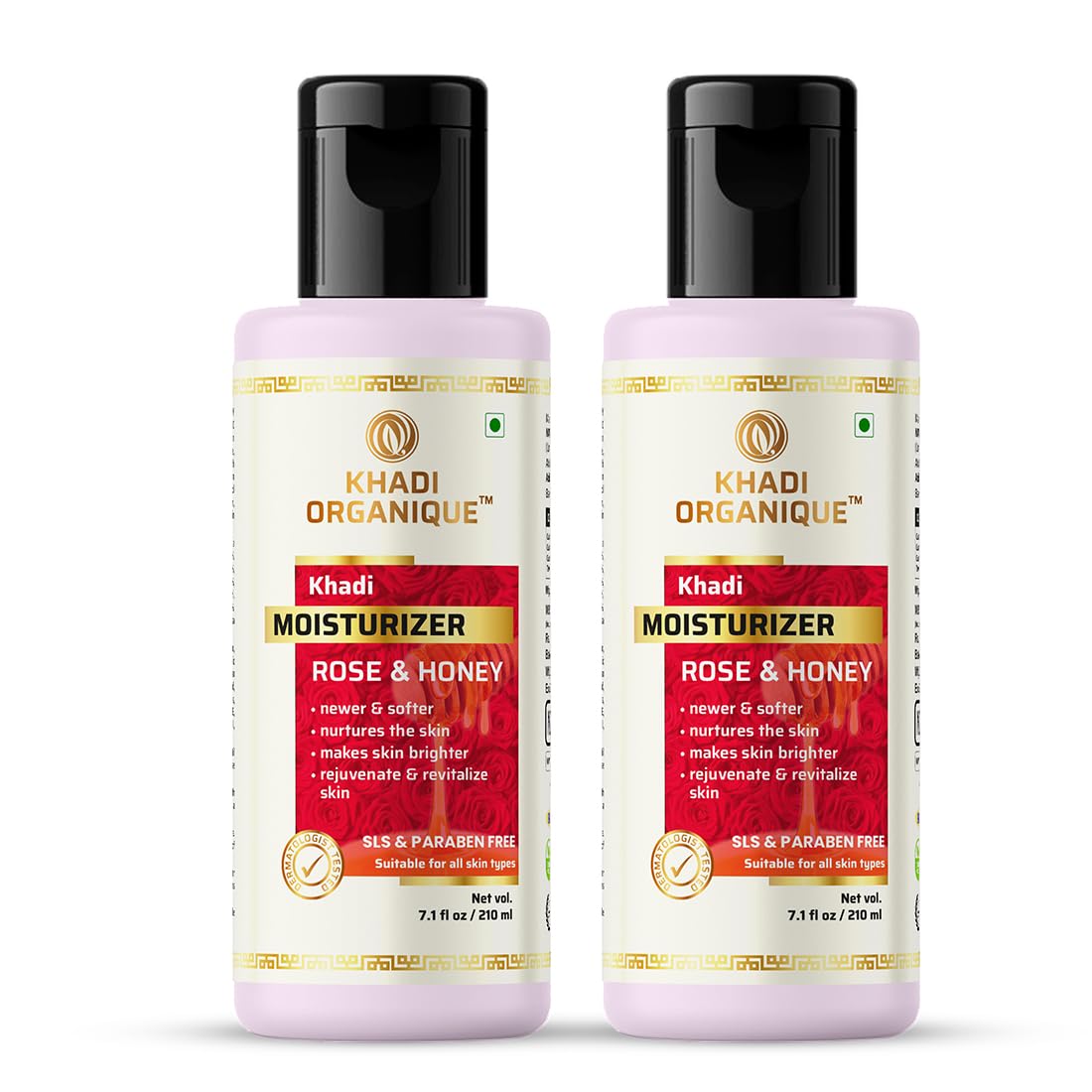 Khadi Organique Rose & Honey Moisturizer - Paraben Free, Natural Skincare - Pack of 2 - Hydrating Face Cream for Dry & Sensitive Skin - Perfect for Daily Use & Night Routine