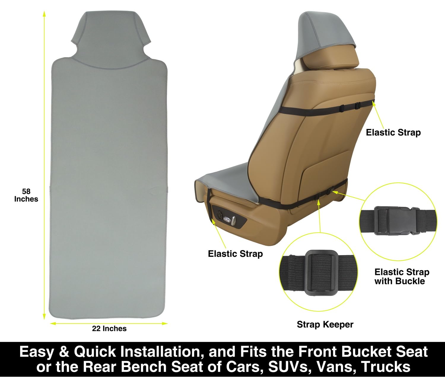 Waterproof Neoprene Car Seat Cover - Universal Fit for Cars, SUVs, Vans & Trucks | Non-Slip, Sweatproof Seat Protector | Compatible with Airbags & Armrests | Perfect for Road Trips, Daily Commute & Pet Protection