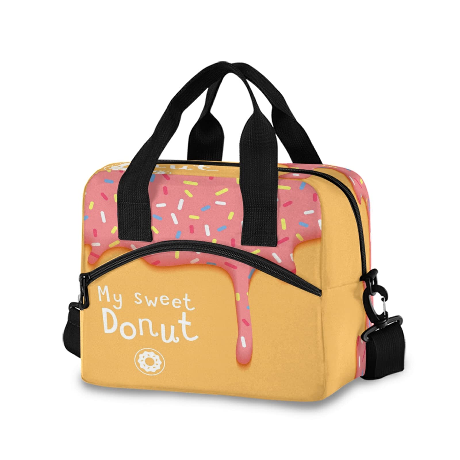 ALAZA Insulated Lunch Box - Reusable Donut Pink Glaze Cooler Bag for Women & Kids, Leak-Proof Tote Shoulder Bag for School, Work, Picnic, Boating | Perfect for Outdoor Activities, Office Lunches & Travel
