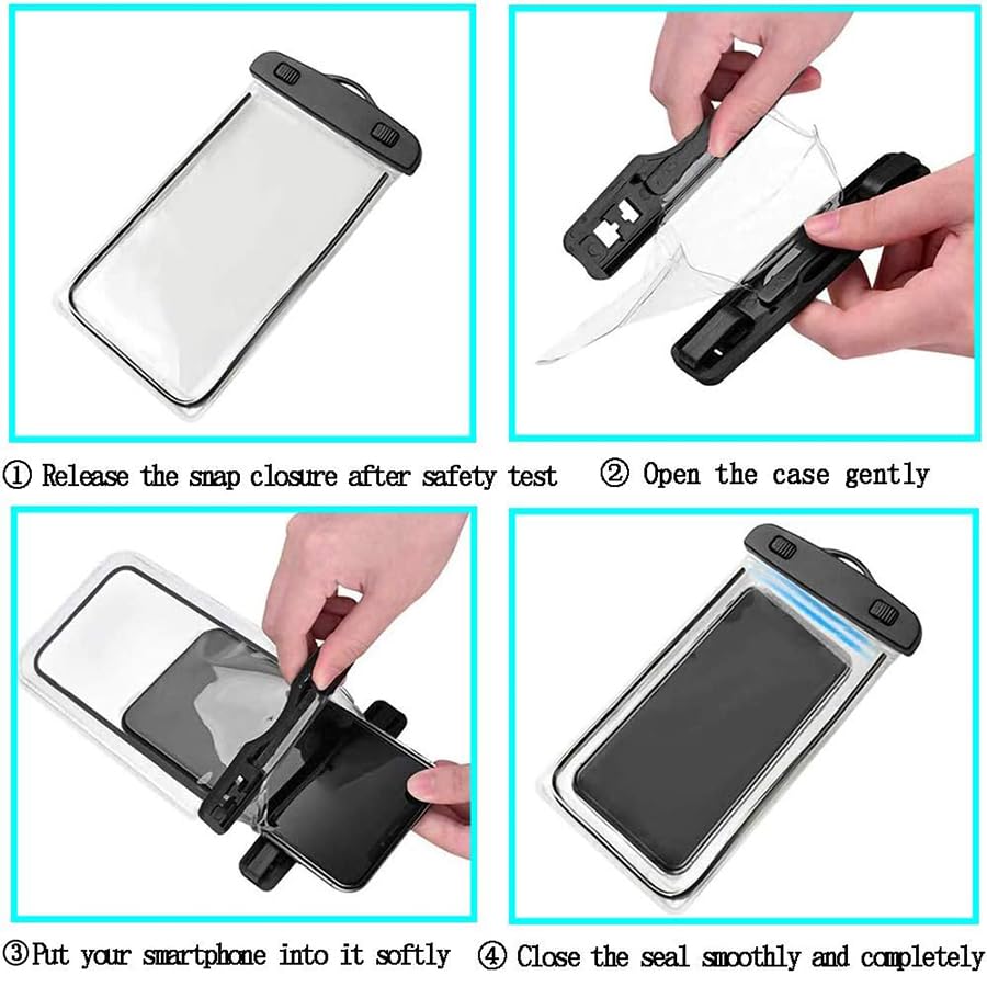 Waterproof Phone Pouch 4-Pack - IPX8 Underwater Phone Case Dry Bag with Lanyard for iPhone 15/14/13 Pro Max & Samsung Galaxy S24 Ultra/S23+/S22/S21/Pixel - Perfect for Swimming, Snorkeling, Beach & Water Sports