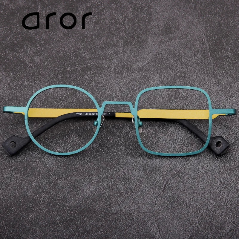 Aror Unisex Full Rim Irregular Round Square Titanium Eyeglasses Frame 47039 - Lightweight Durable Glasses for Work, Reading & Fashion Accessories