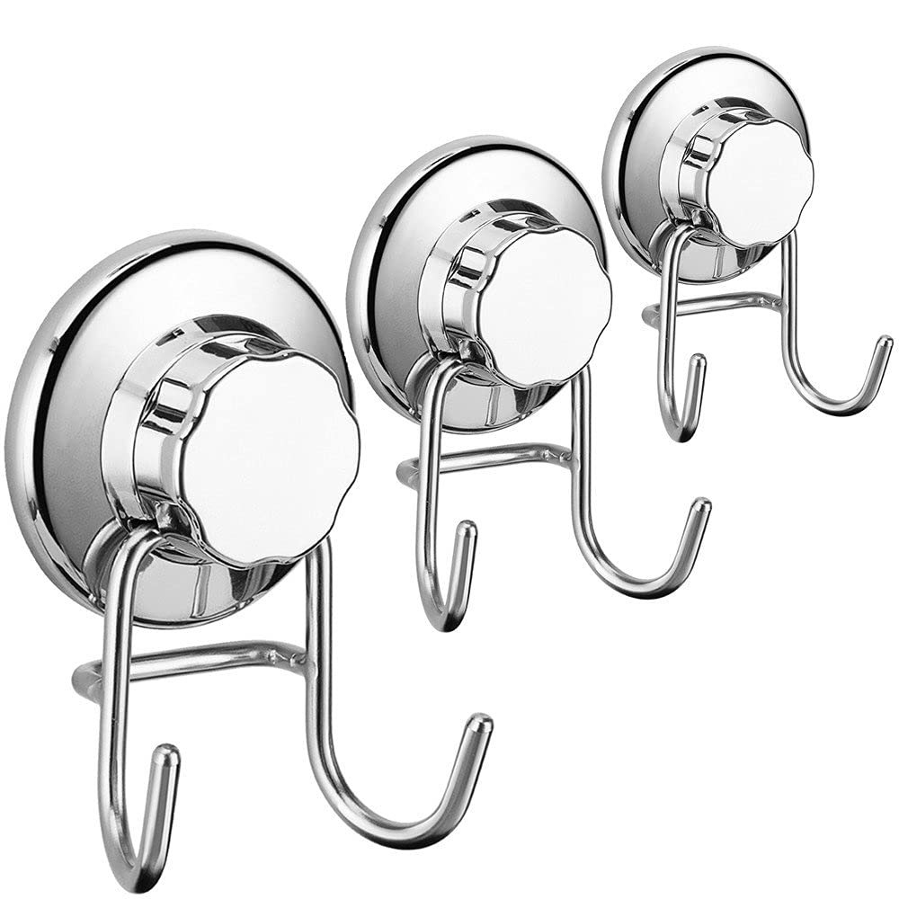 SANNO Vacuum Suction Cups Shower Caddy - Soap Dish & Double Bath Hook for Bathroom Organization - Perfect for Shower, Bath, Kitchen & Dorm Room Storage