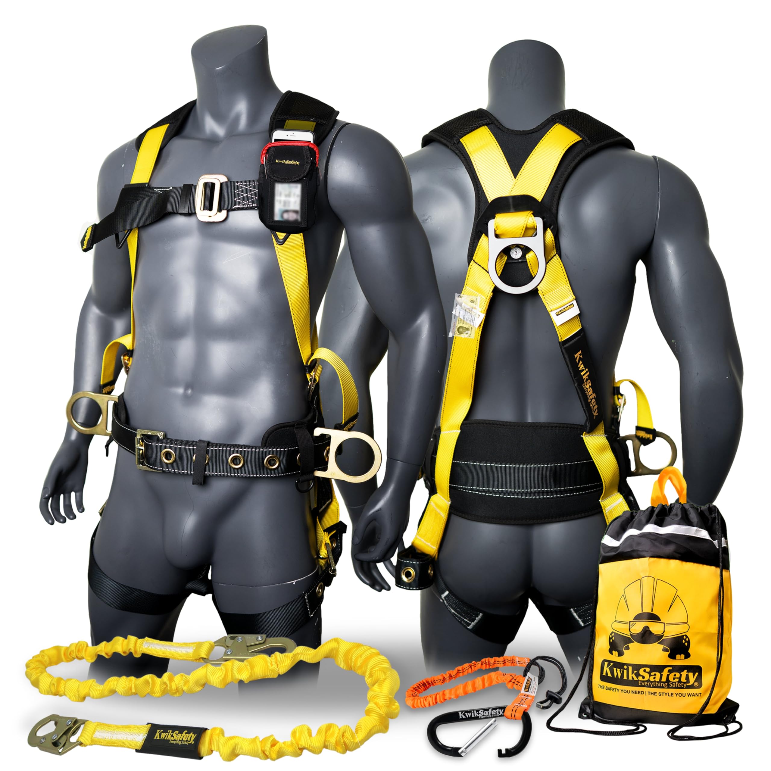 KwikSafety TYPHOON Ironworker Safety Harness with 3 D-Rings & Tool Lanyard Loop - ANSI & OSHA Certified for Construction Work - Fall Protection Gear for Roofing, Steel Erection & High-Risk Jobs