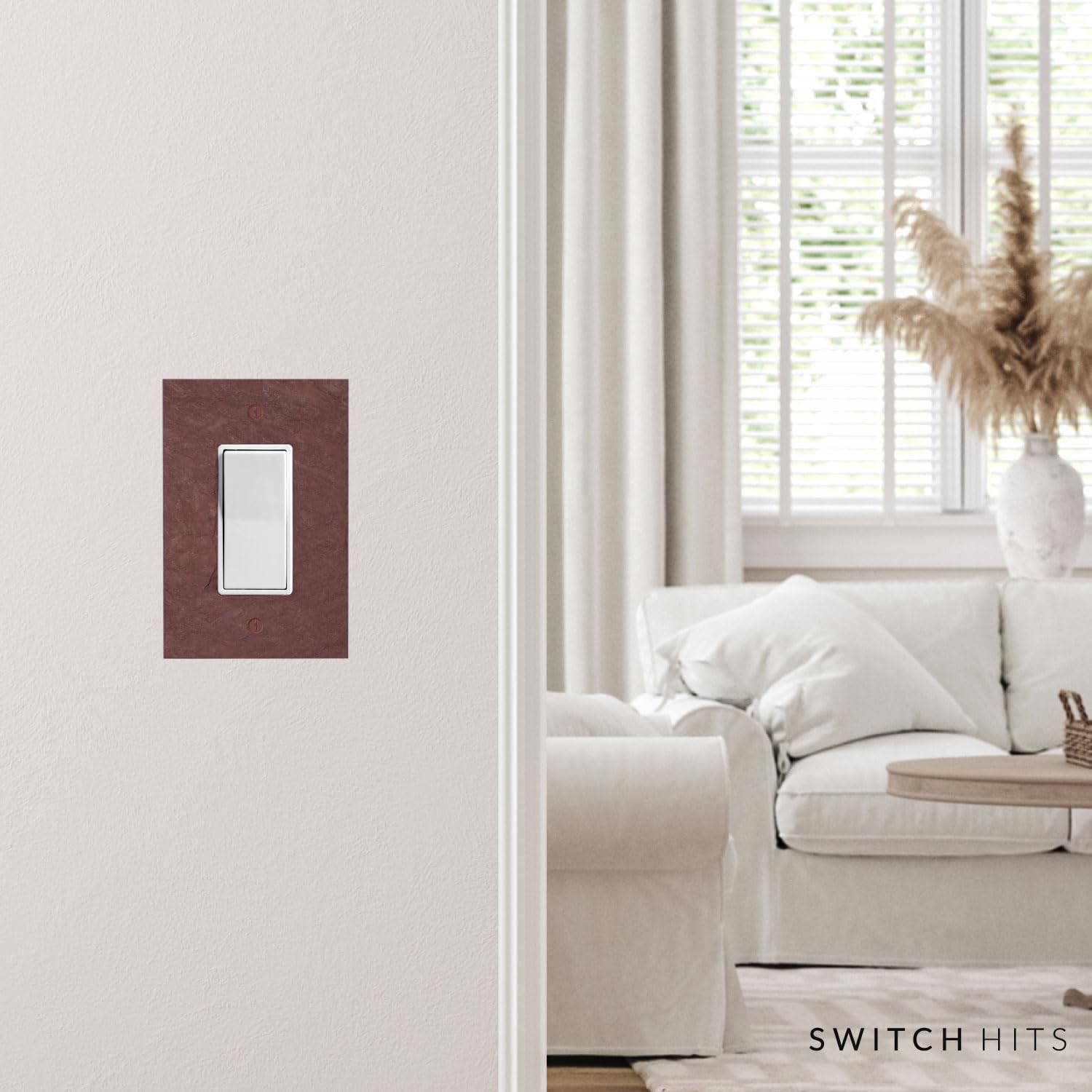 Vermont Slate Red Decorative Electrical Switch Plate Cover - 1 Gang GFCI Rocker Outlet Wall Plate (3.25