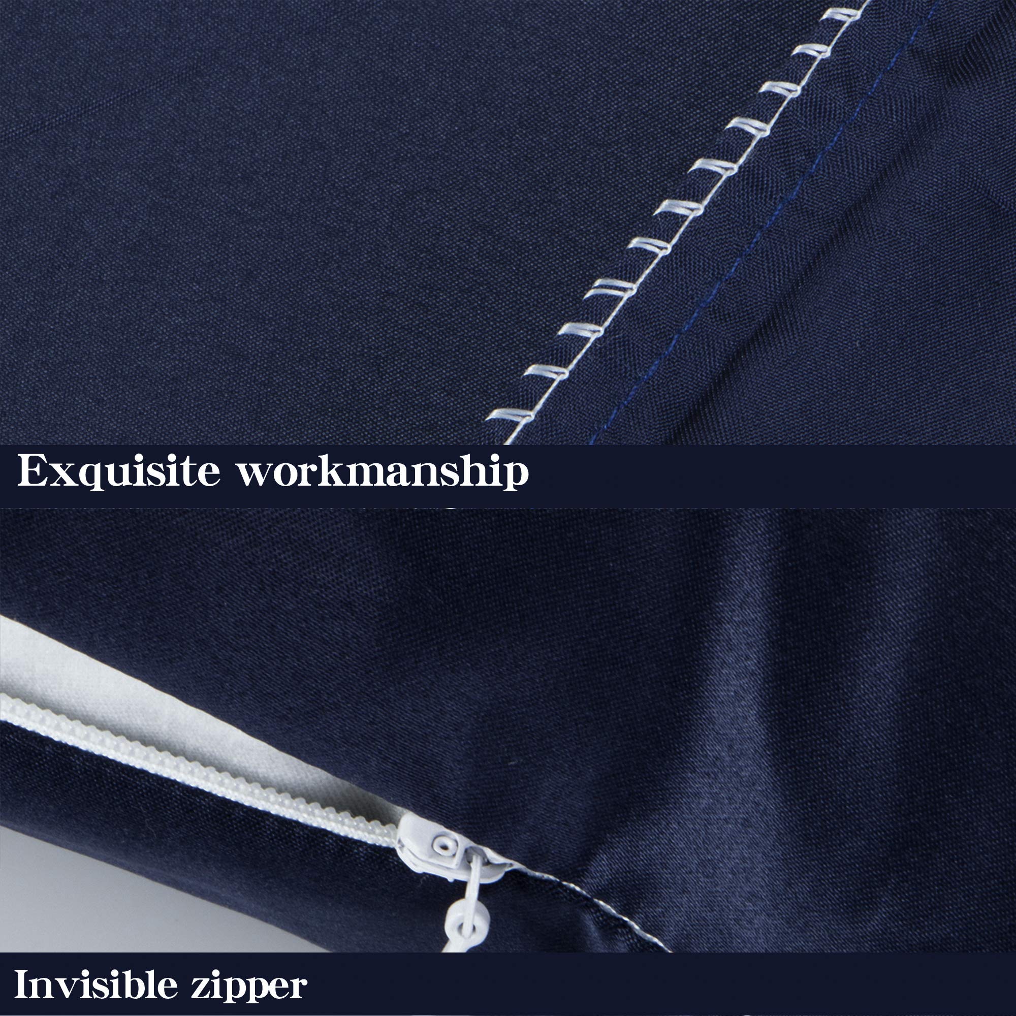 NTBAY Zippered Satin Body Pillow Cover - 20x54 Inches Cooling Silky Pillowcase with Hidden Side Zipper - Navy Blue for Bedroom, Sofa & Travel Comfort