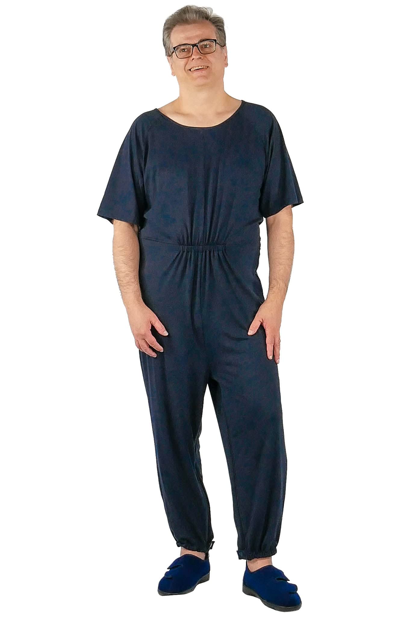 Ovidis Dementia Clothing - Alzheimer's Anti-Strip Jumpsuit for Elderly Men - Comfortable & Secure Onesie for Seniors with Dementia - Ideal for Home Care, Nursing Facilities & Daily Wear