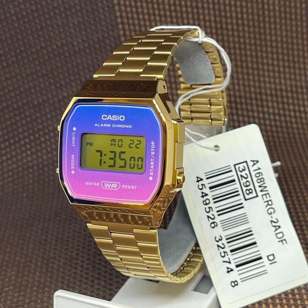 CASIO A168WERG-2ADF Digital Stainless Steel Men's Watch - Classic Retro Style for Everyday Wear & Casual Fashion
