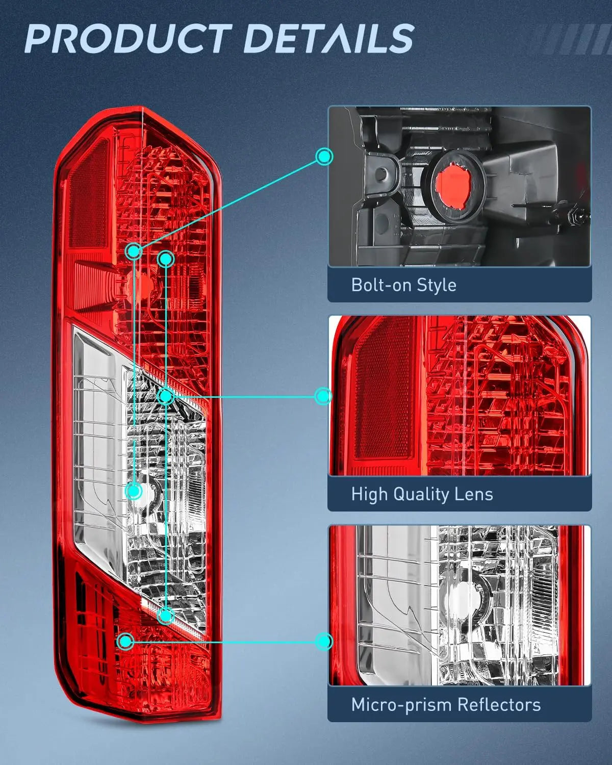 2015-2023 Ford Transit 150/250/350/350HD Tail Light Assembly - OE Style Replacement Rear Lamp for Driver & Passenger Side - Perfect for Van Maintenance & Repair