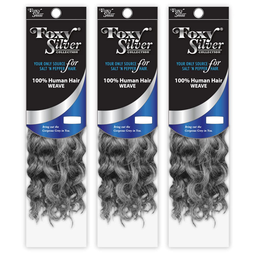 Foxy Silver Weave - 3 Packs Human Hair Weave (8 Inch Spanish Curl) | Premium Quality HH Weft Extensions for Natural Look | Perfect for Daily Styling, Parties & Special Occasions