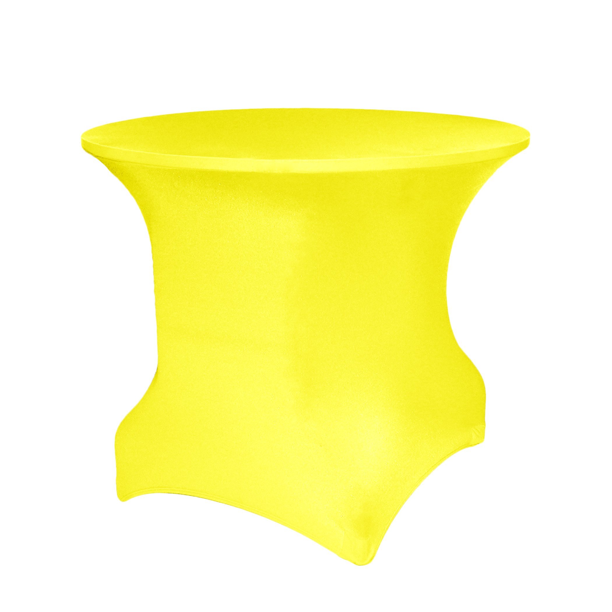 2-Pack Stretch Spandex Round Tablecloth - Fits 30 to 36 Inch Tables, Lemon Yellow - Perfect for Weddings, Parties & Outdoor Events