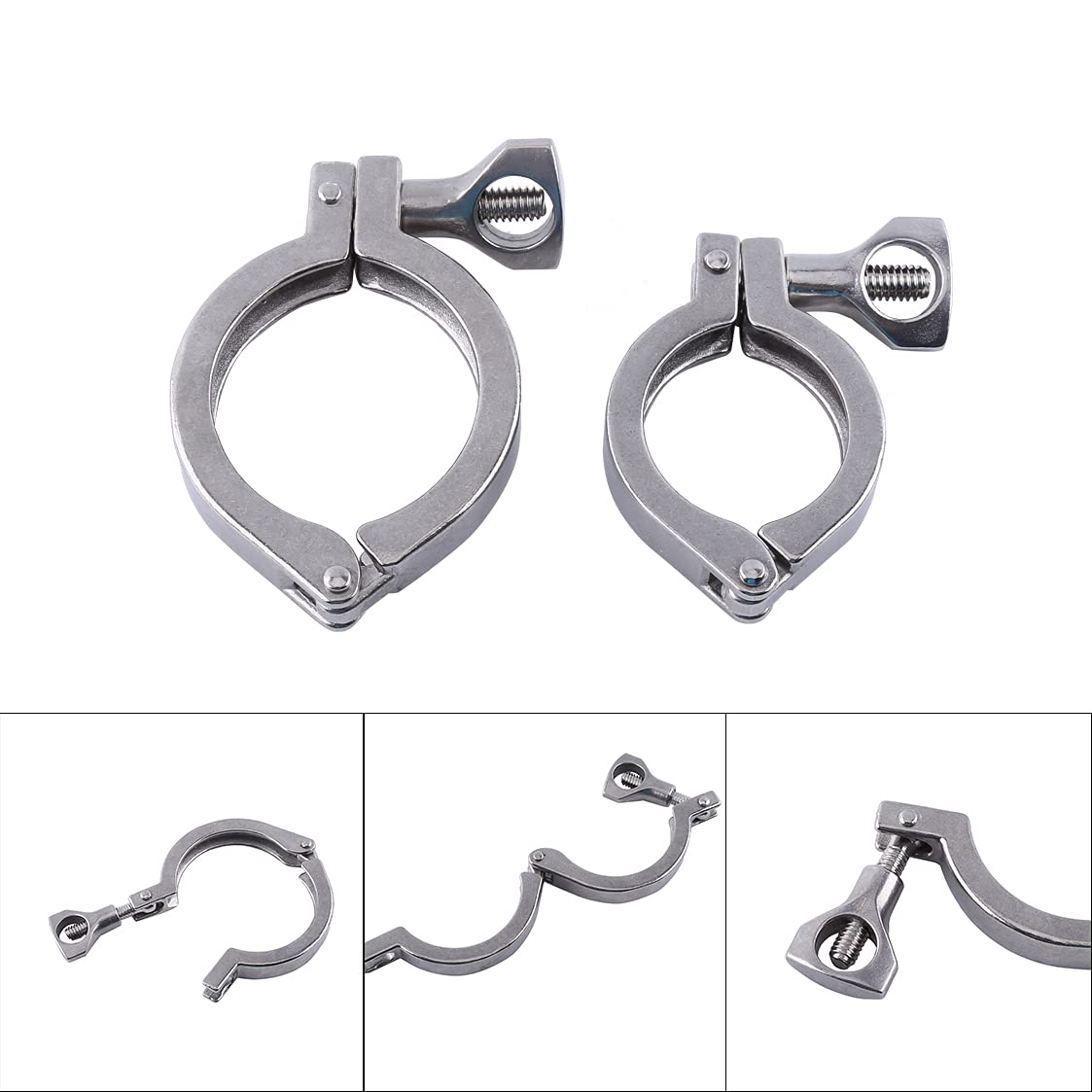304 Stainless Steel Single Pin Triple Clamp with Butterfly Nut for TC 1.5