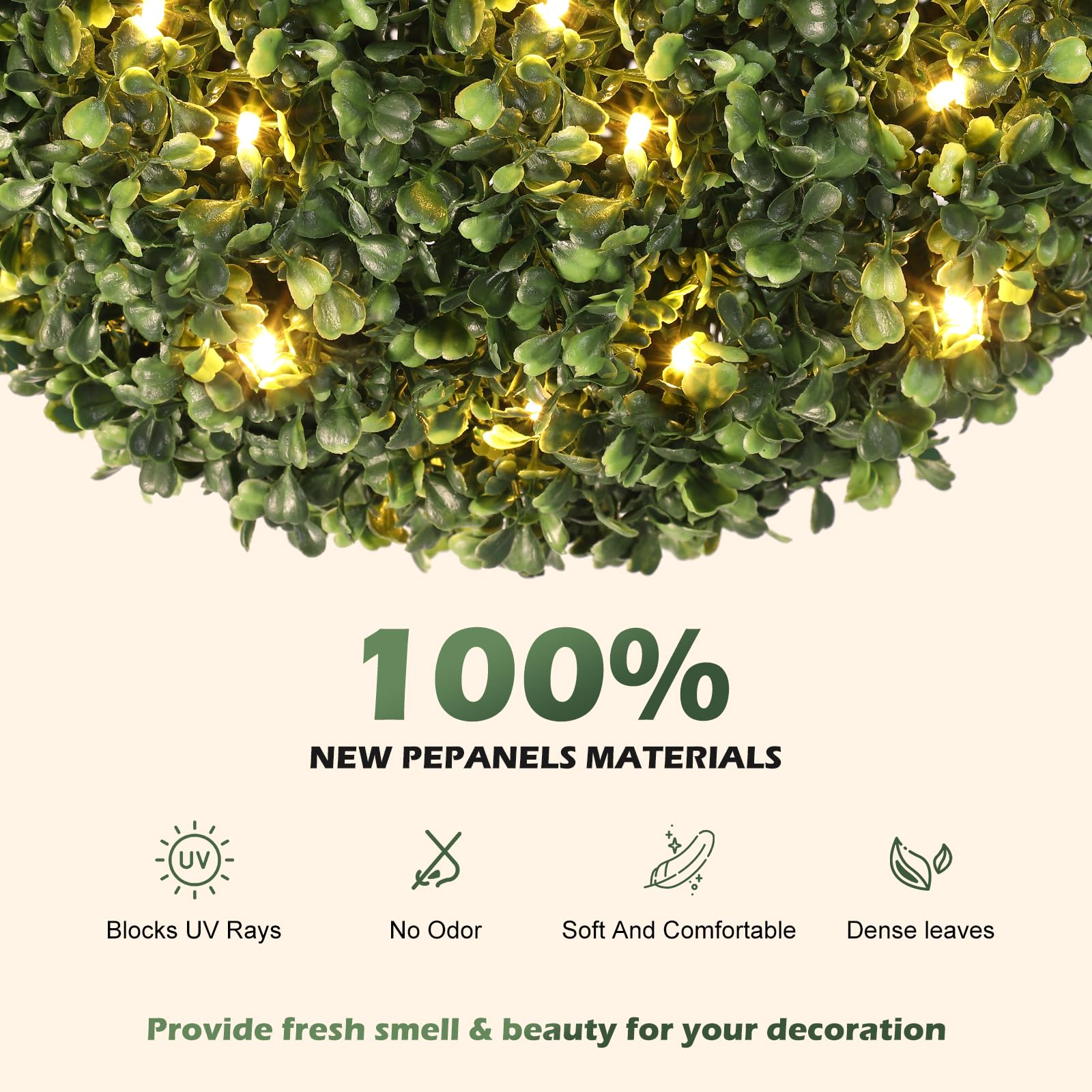 GARVEE 16 Inch Pre-Lit Artificial Topiary Ball with LED Lights, Timer & Remote Control - Outdoor/Indoor Decorative Plant with Red Urn Base - Perfect for Porch, Patio, Garden & Home Decor