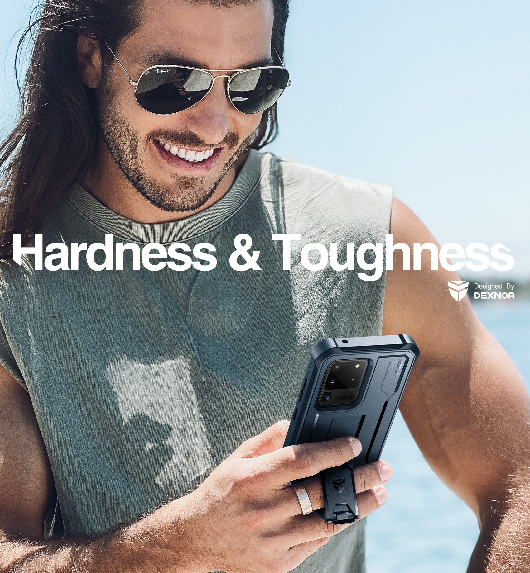 Durable Dexnor Shockproof Rugged Case for Samsung Galaxy S20 Ultra with Built-in Kickstand & Screen Protector - Heavy Duty Protection for Outdoor, Work & Travel
