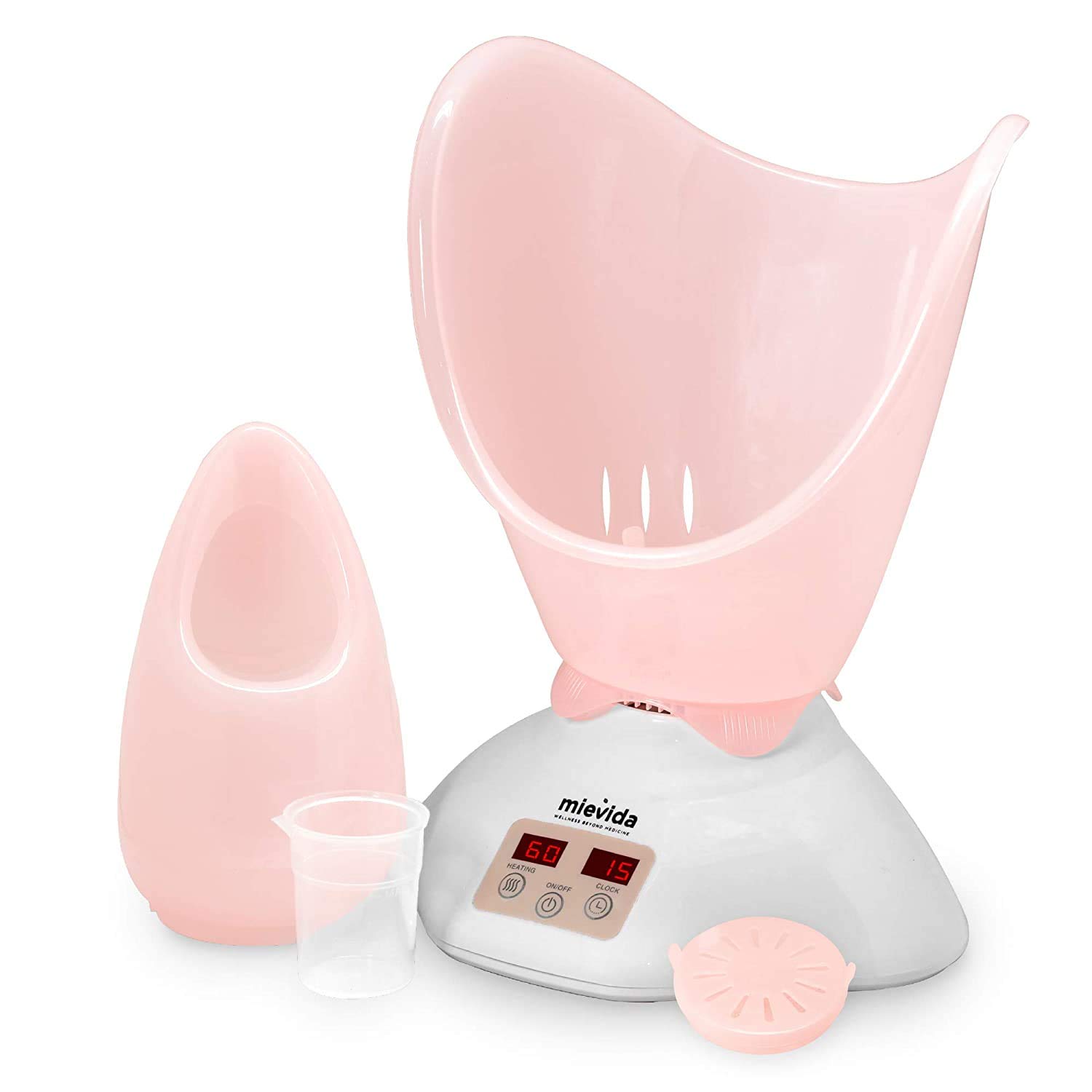 MIEVIDA Steam Inhaler Vaporizer & Facial Steamer with Timer & Temperature Control - Portable Pink Steam Therapy Device for Cold Relief, Sinus Congestion & Skin Care at Home