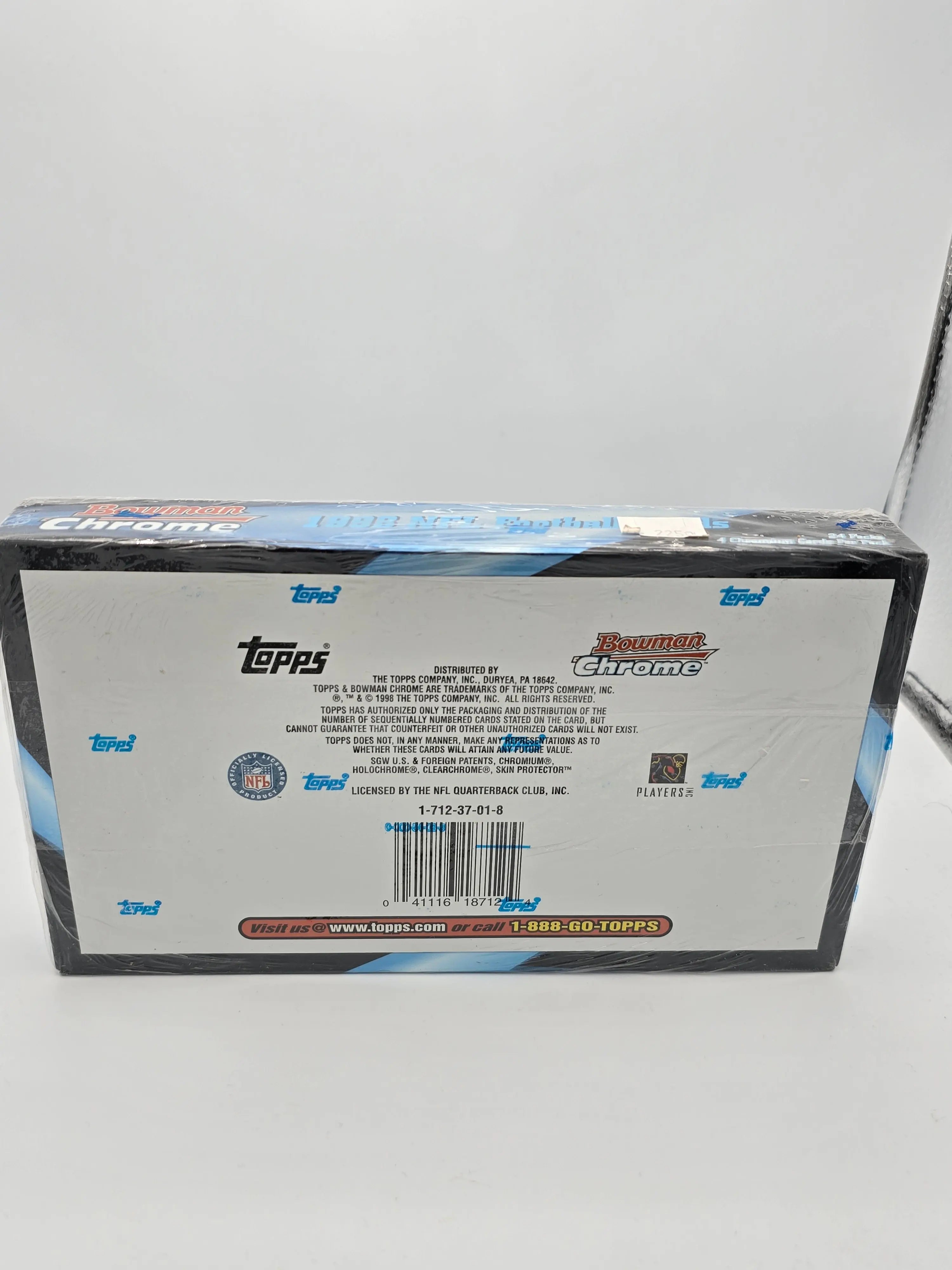 1998 Bowman Chrome Football Unopened Sealed Hobby Box - Rare Collectible Trading Cards for Sports Memorabilia Enthusiasts - Perfect for Collectors, Investors, and Gift Giving