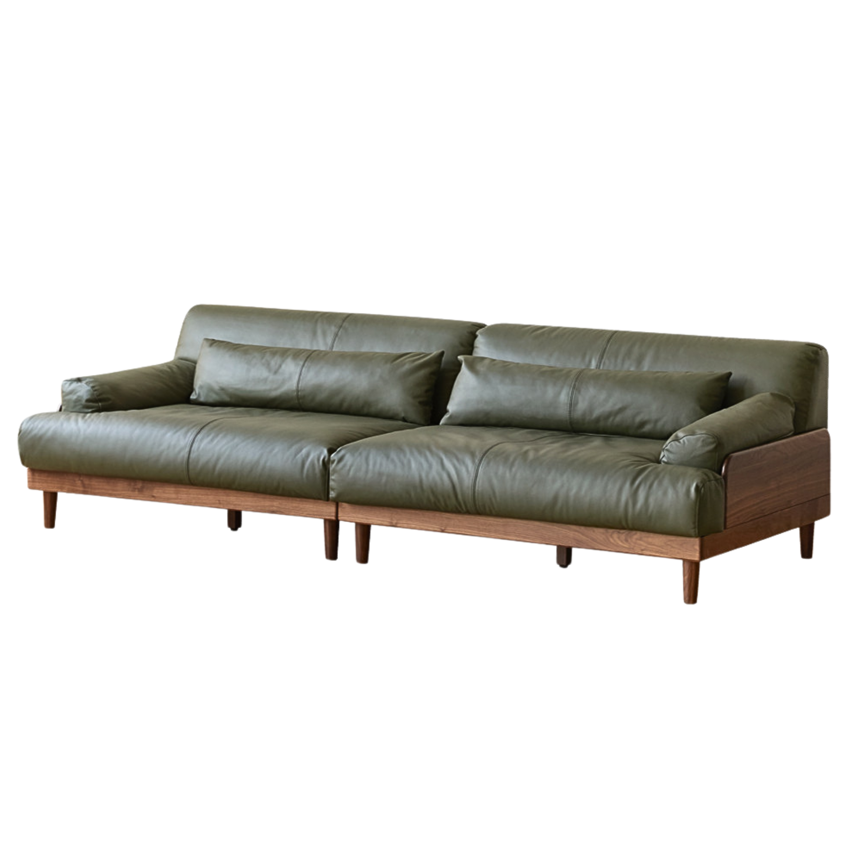 Premium Black Walnut & Oak Solid Wood Leather Recliner Sofa - Luxurious Comfort for Living Room, Lounge & Home Theater