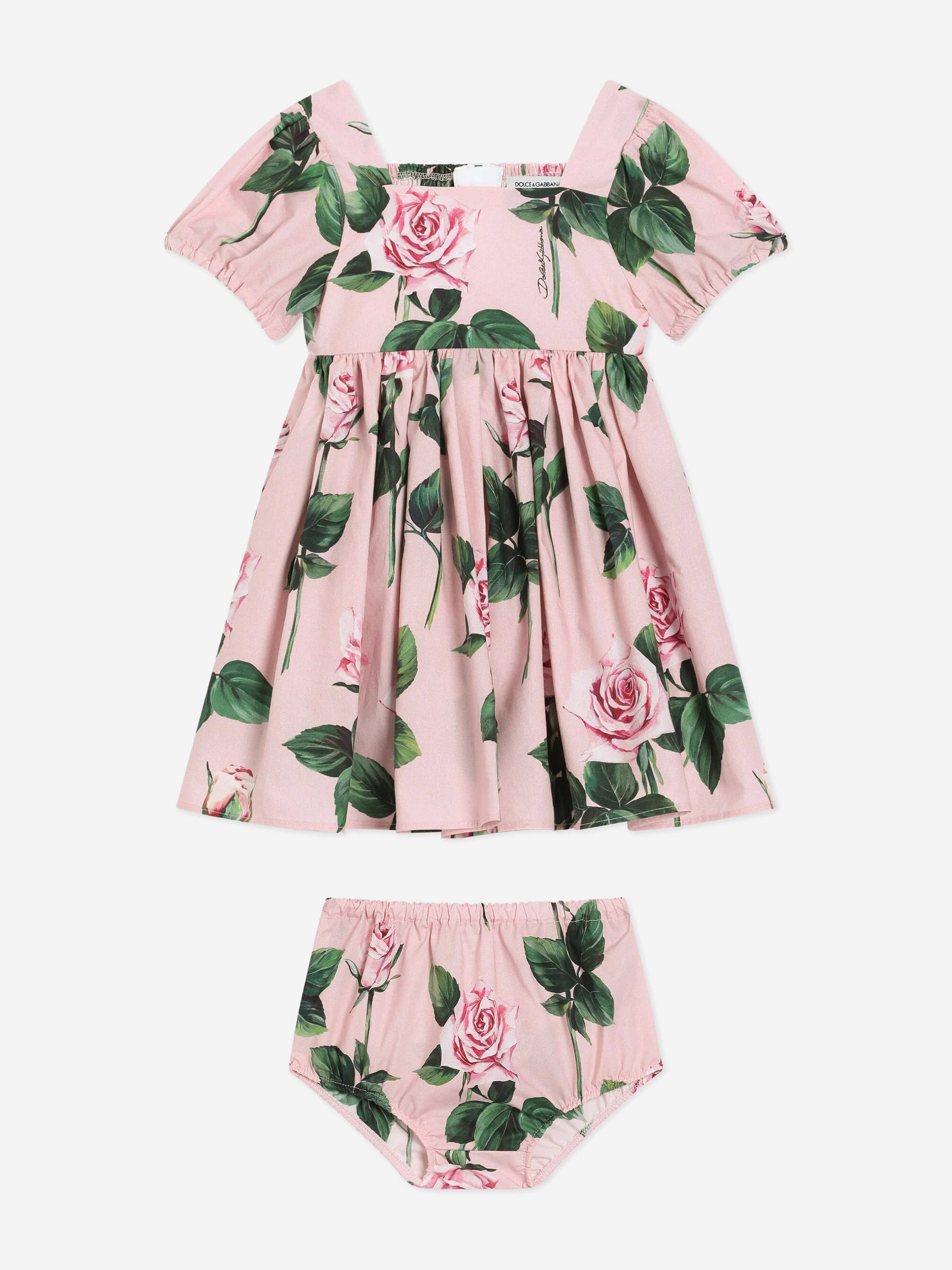 Pink Rose Print Baby Girls Dress - Cute Floral Outfit for Toddler Girls, Birthday Party, Photo Shoot & Special Occasions