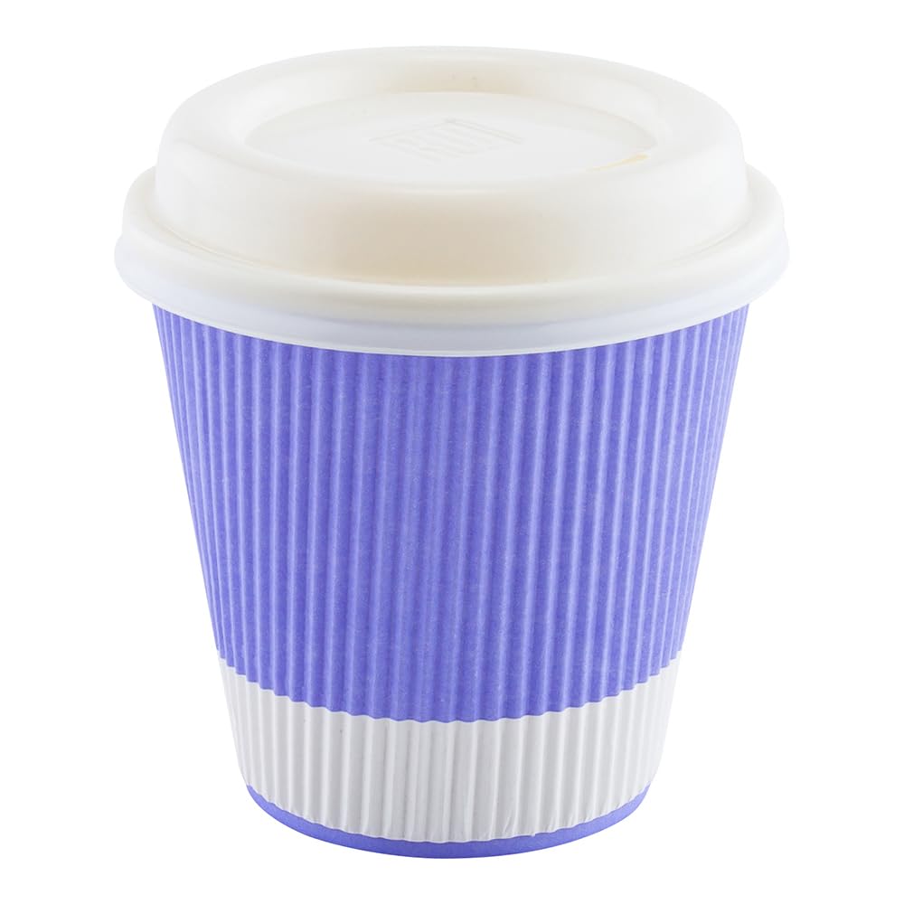 8 oz Insulated Paper Coffee Cups with Ripple Wall - Light Purple (500 Count) - Perfect for Hot Beverages, Office Use & Coffee Shops - Matching Lids Available Separately: RWA0360B, RWA0360W, RWA0328LG, RWA0328GR, RWA0328HP, RWA0283W, RWA0283B