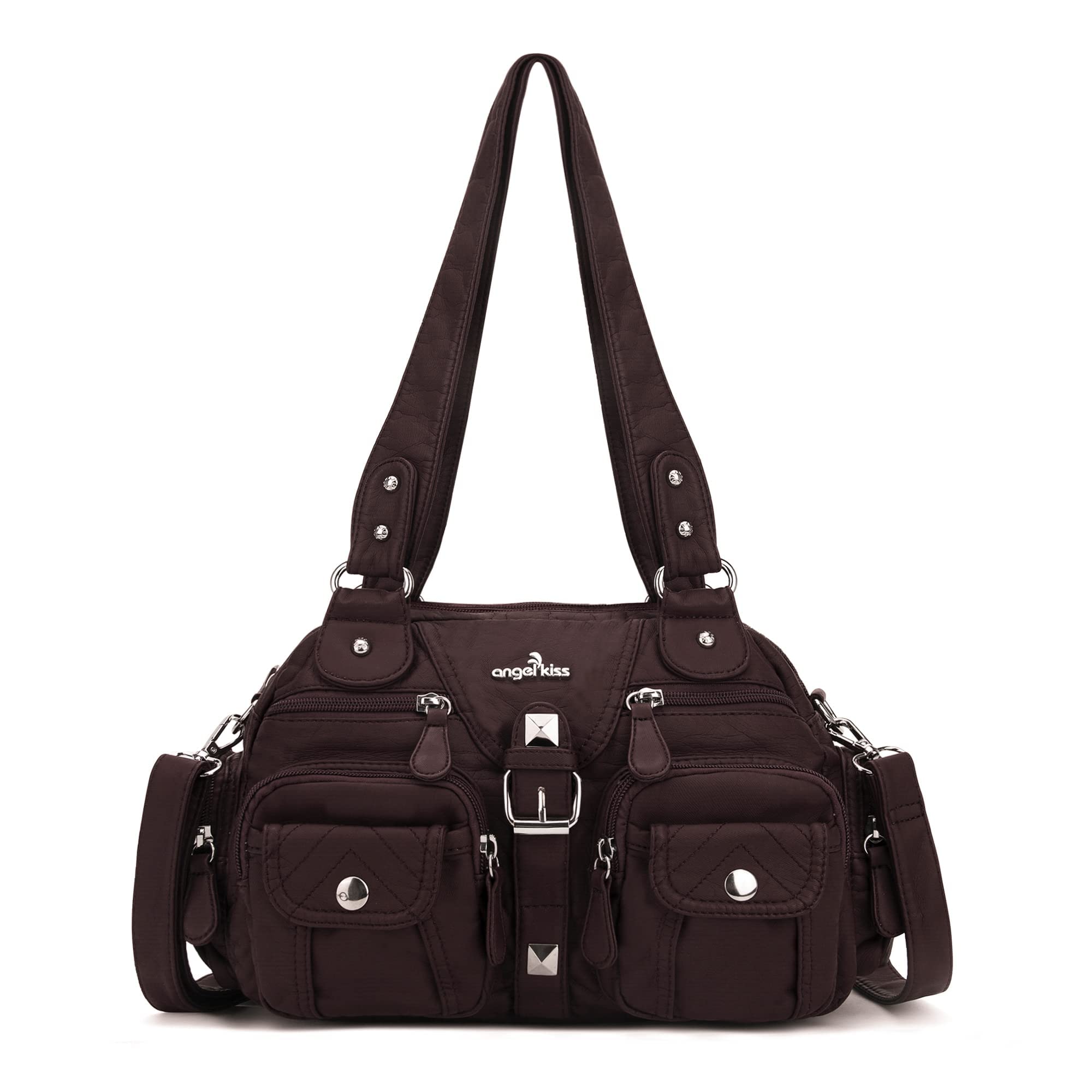 Angel Kiss Women's Crossbody Shoulder Bag - Multipocket Soft Leather Hobo Purse with Removable Strap | Perfect for Work, Travel & Everyday Use